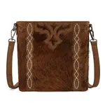 Trinity Ranch TR198G-9360BR - Brown - Trinity Ranch Western Hair-On Cowhide Concealed Carry Crossbody