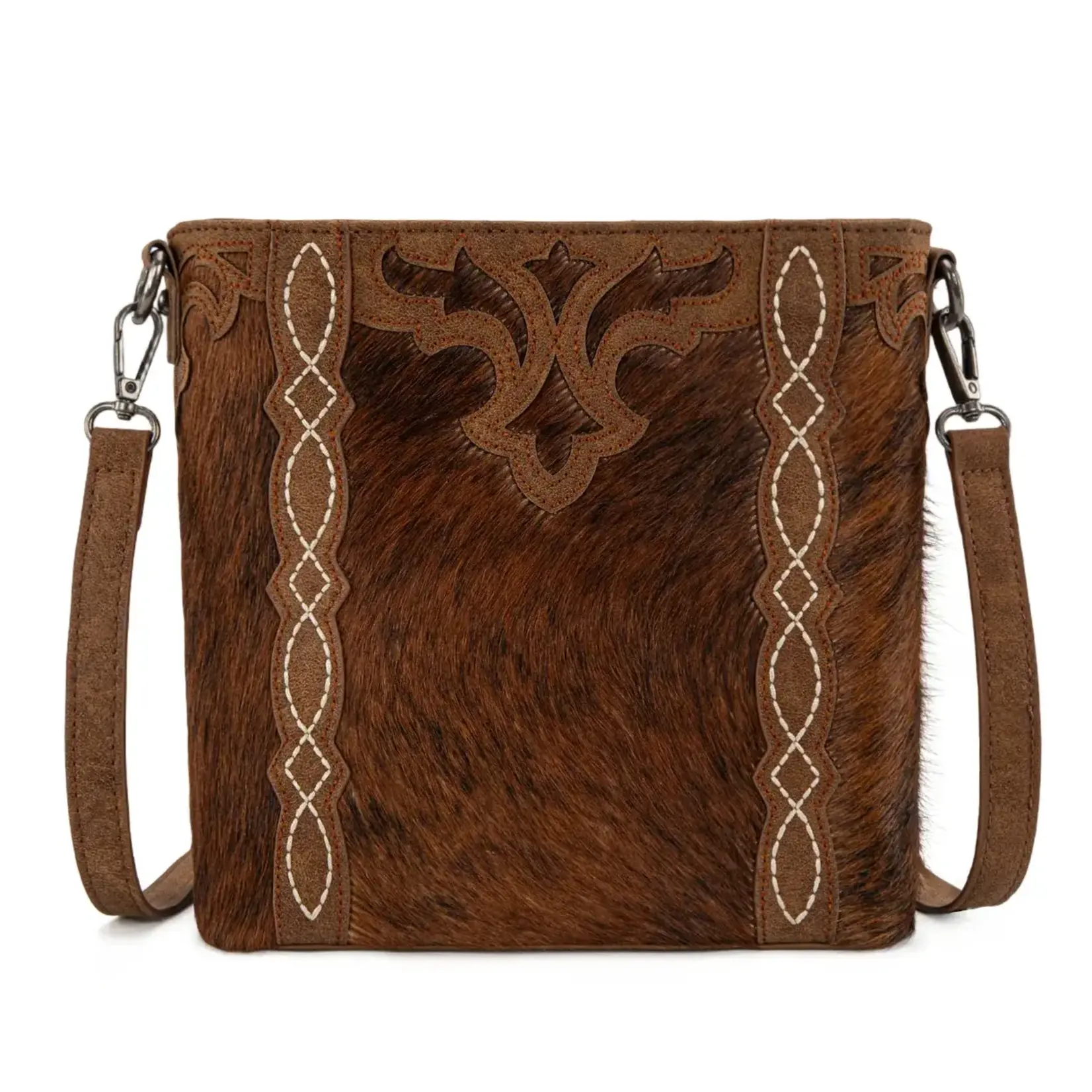 TR198G-9360BR - Brown - Trinity Ranch Western Hair-On Cowhide Concealed Carry Crossbody