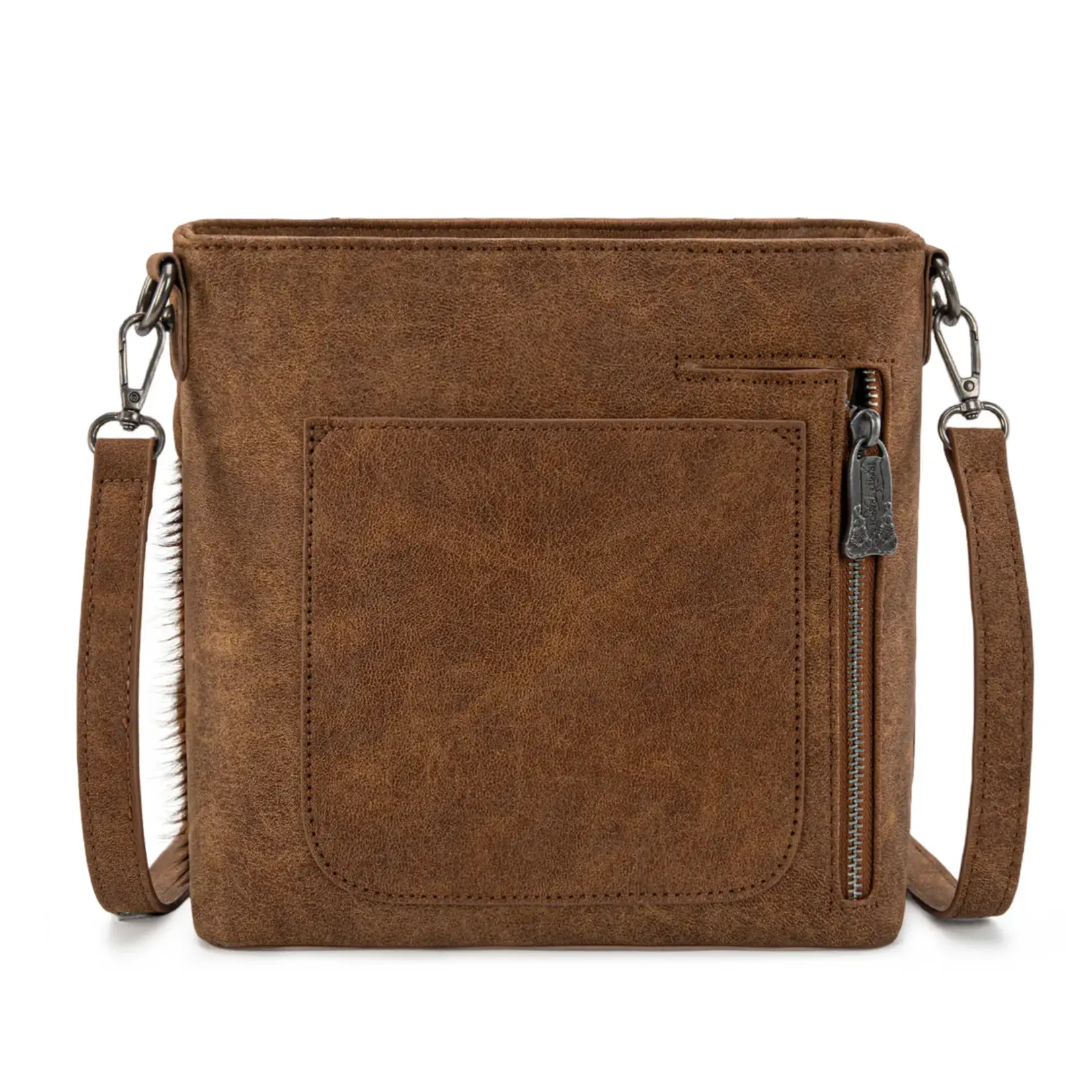 TR198G-9360BR - Brown - Trinity Ranch Western Hair-On Cowhide Concealed Carry Crossbody