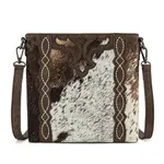 Trinity Ranch TR198G-9360CF - Coffee - Trinity Ranch Western Hair-On Cowhide Concealed Carry Crossbody