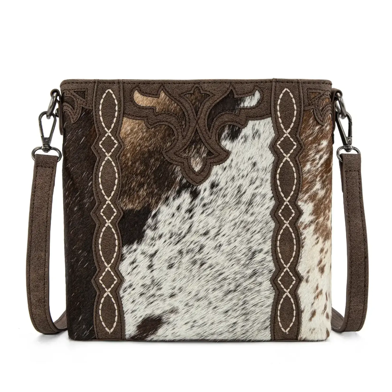 TR198G-9360CF - Coffee - Trinity Ranch Western Hair-On Cowhide Concealed Carry Crossbody