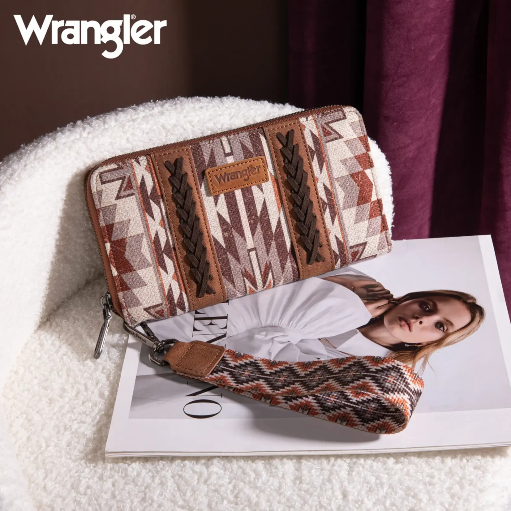 Wrangler WG2213-W006  Brown - Wrangler Southwestern Art Print Wallet