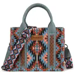 Wrangler WG2213-8866S Navy - Wrangler Southwestern Pattern Dual Sided Print Mini Tote/Crossbody