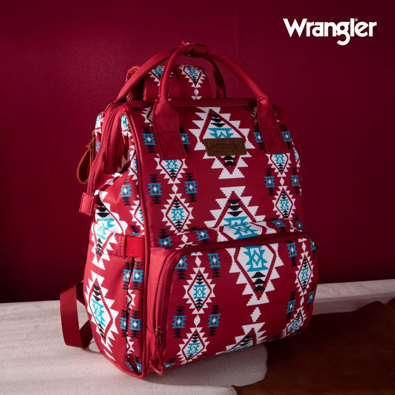 Wrangler WG2204-9110 Burgundy - Wrangler Aztec Printed Callie Backpack