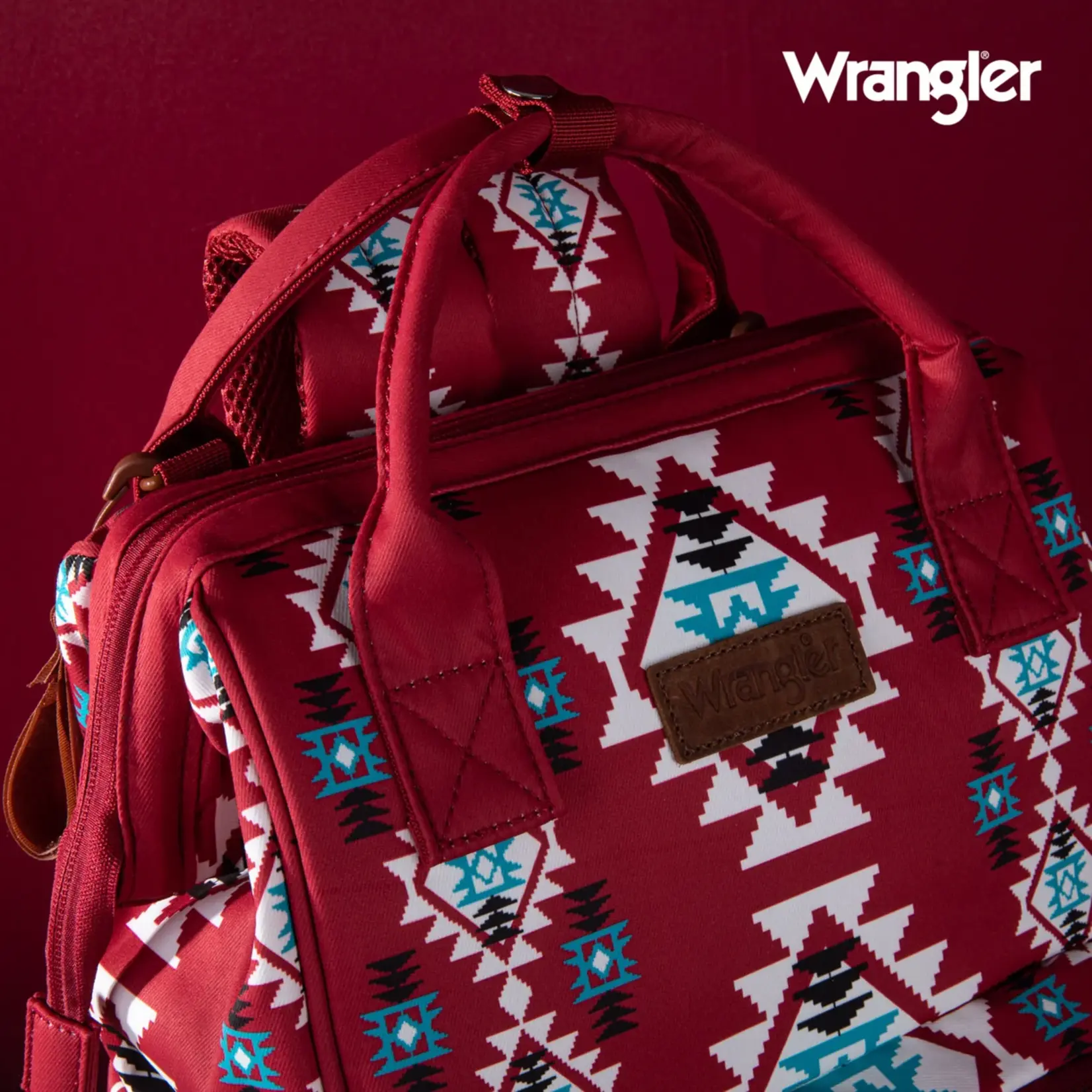 Wrangler WG2204-9110 Burgundy - Wrangler Aztec Printed Callie Backpack