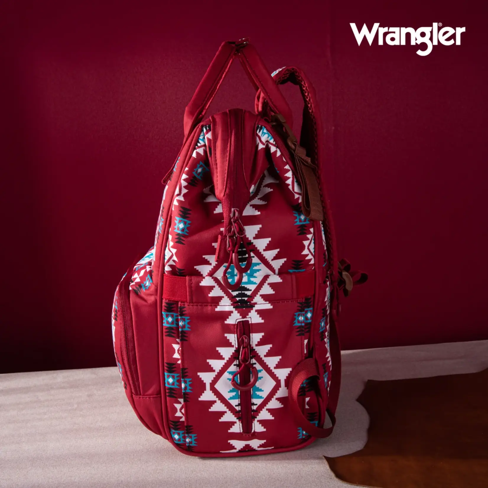 Wrangler WG2204-9110 Burgundy - Wrangler Aztec Printed Callie Backpack
