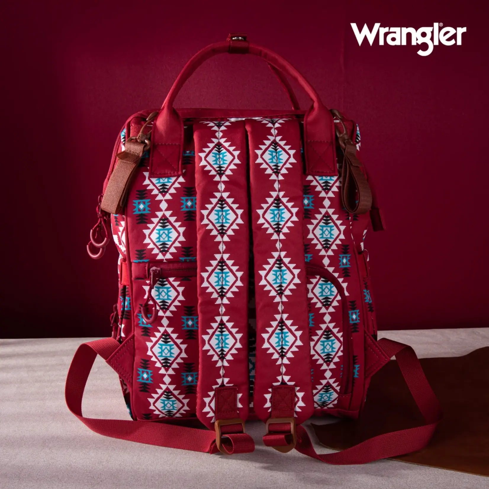 Wrangler WG2204-9110 Burgundy - Wrangler Aztec Printed Callie Backpack