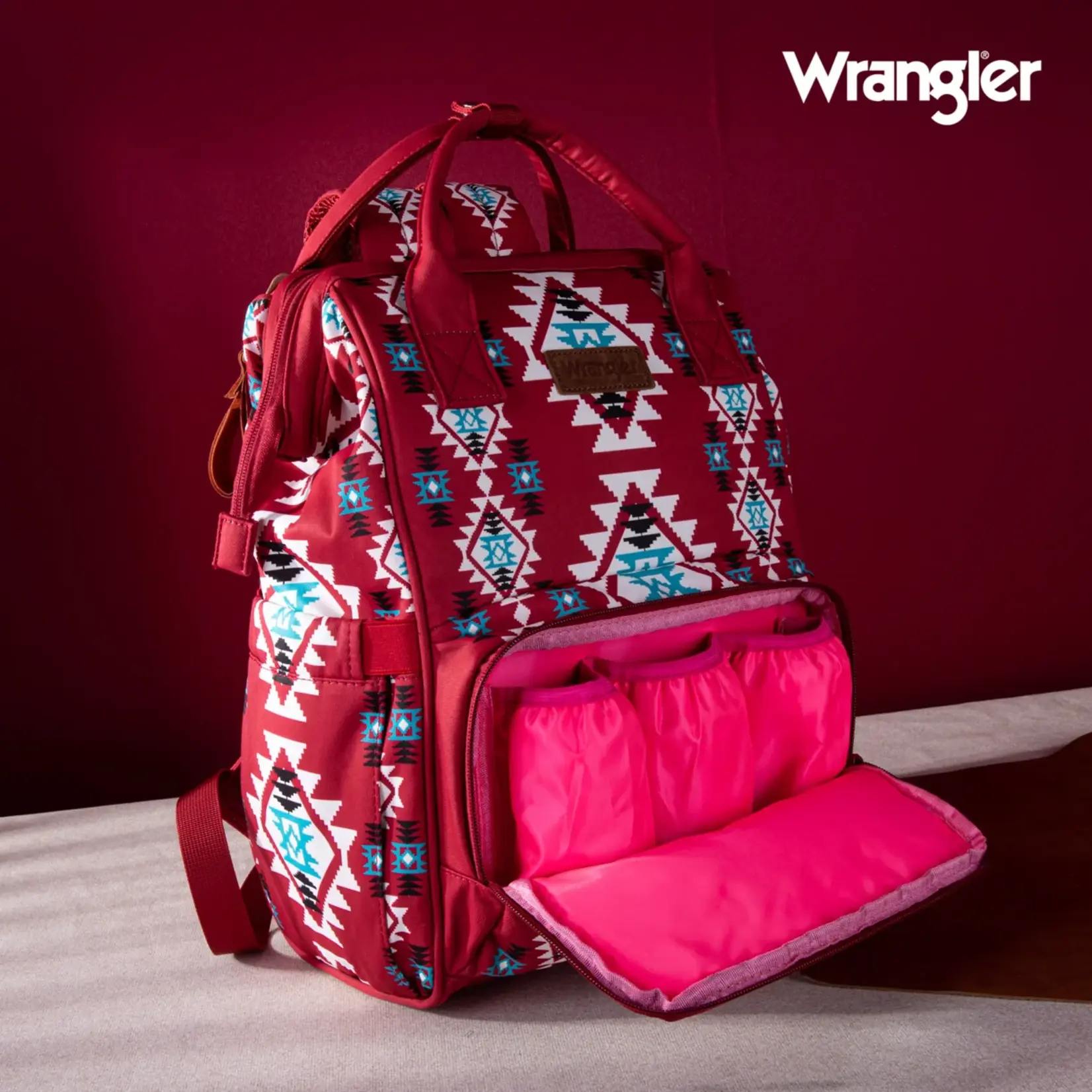 Wrangler WG2204-9110 Burgundy - Wrangler Aztec Printed Callie Backpack