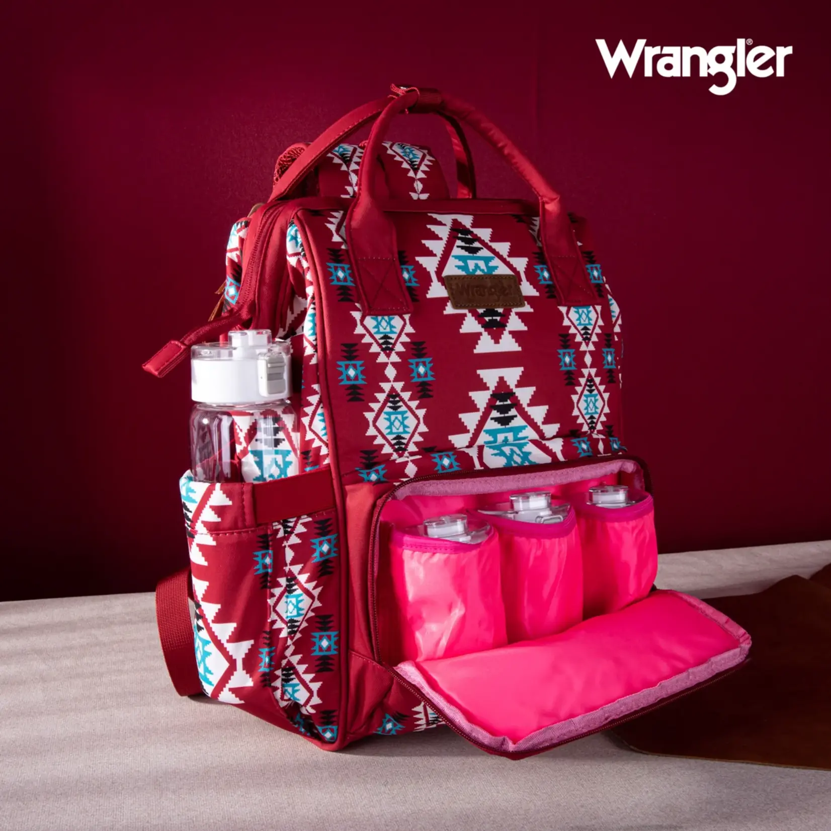 Wrangler WG2204-9110 Burgundy - Wrangler Aztec Printed Callie Backpack