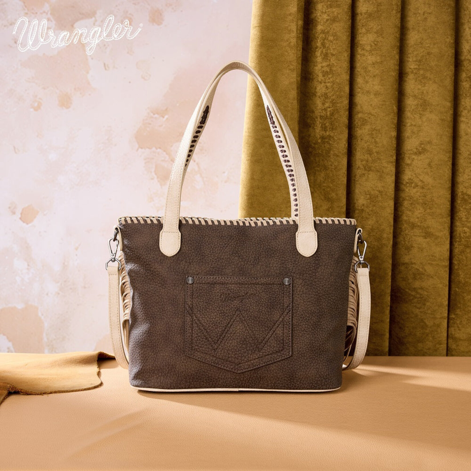 Wrangler WG454-2002CF - Coffee - Wrangler Braided Tassel Tote Bag