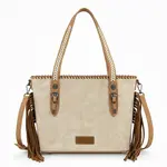 Wrangler WG454-2002TN - Tan - Wrangler Braided Tassel Tote Bag