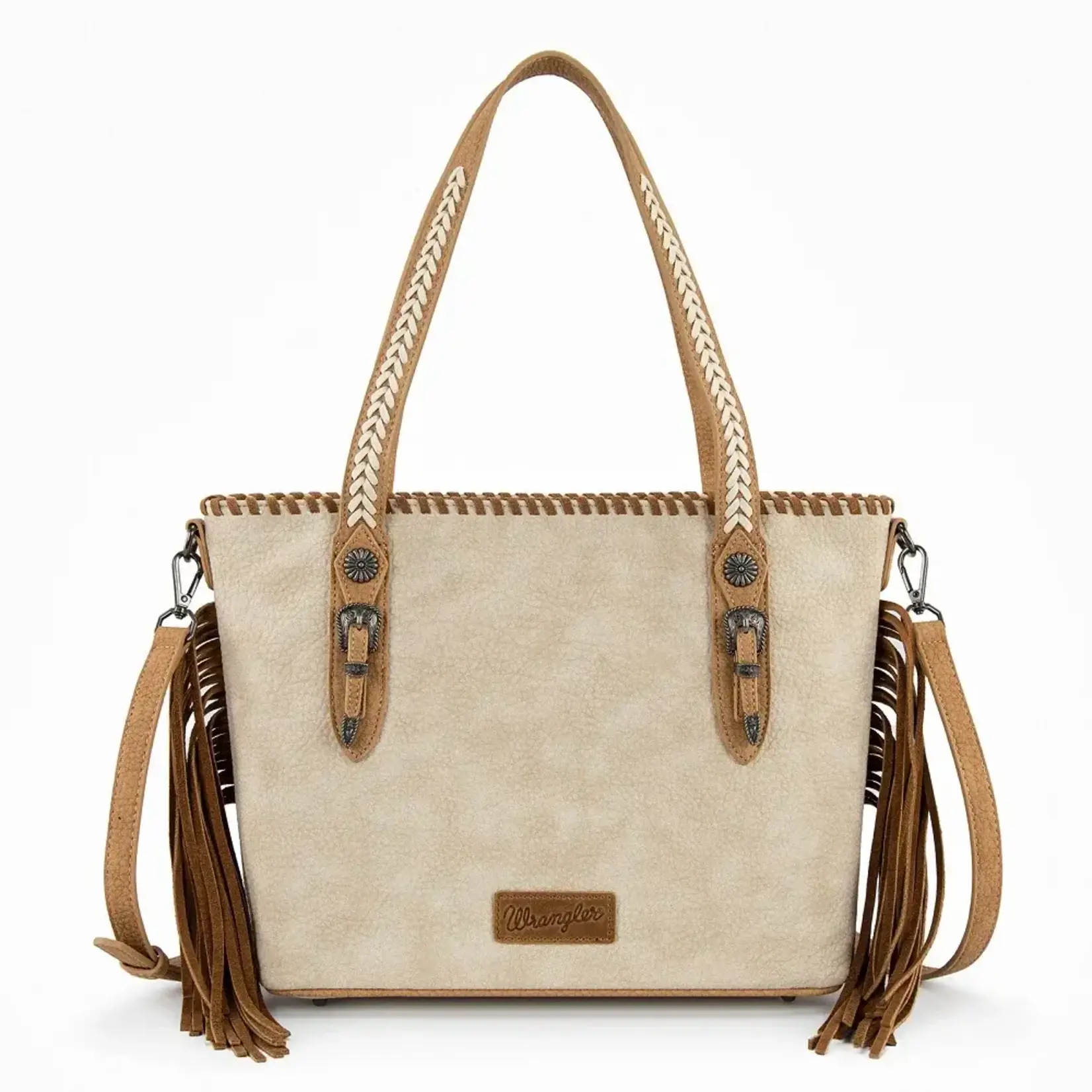 Wrangler WG454-2002TN - Tan - Wrangler Braided Tassel Tote Bag