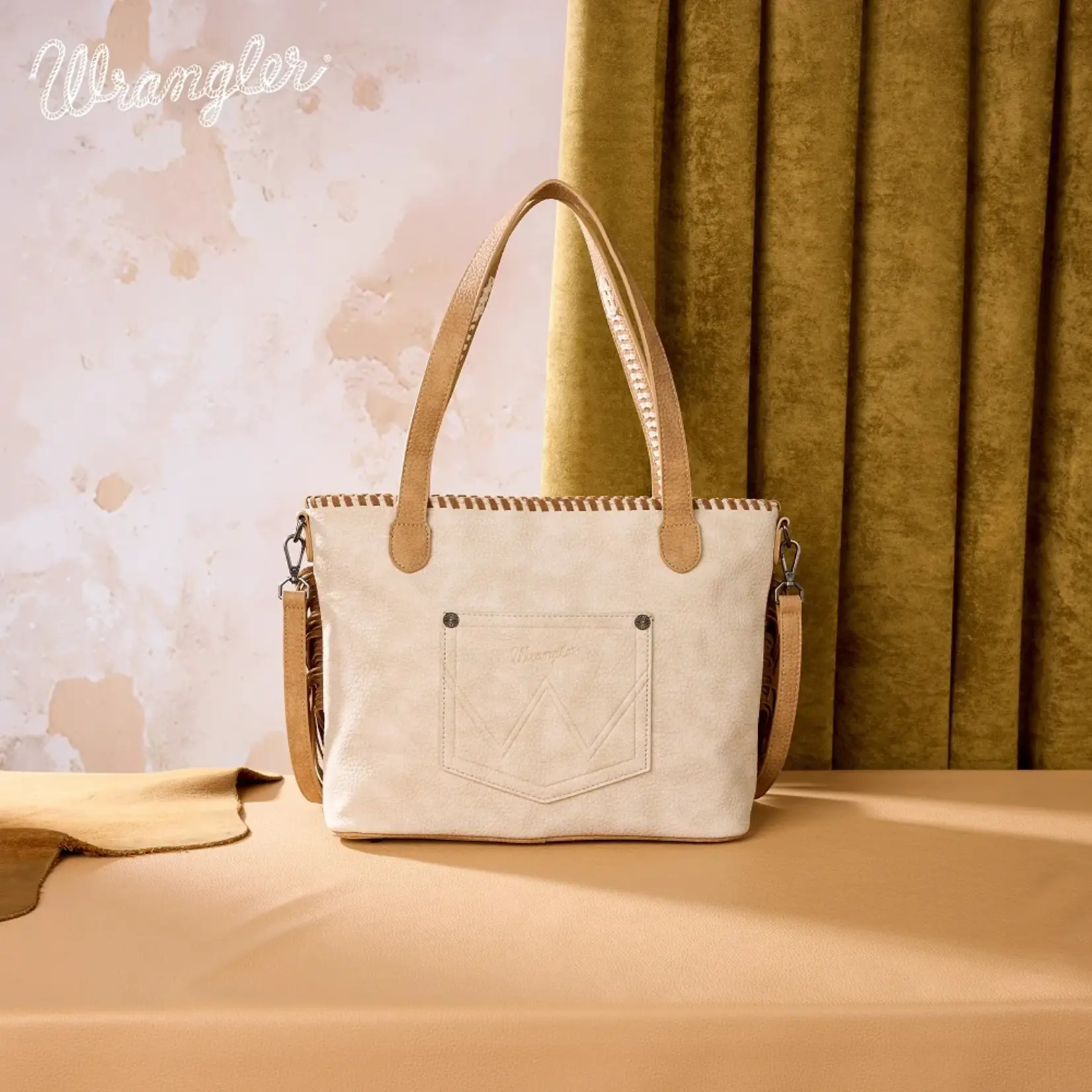 Wrangler WG454-2002TN - Tan - Wrangler Braided Tassel Tote Bag