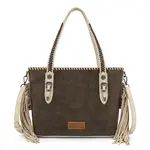 Wrangler WG454-2002BR - Brown - Wrangler Braided Tassel Tote Bag