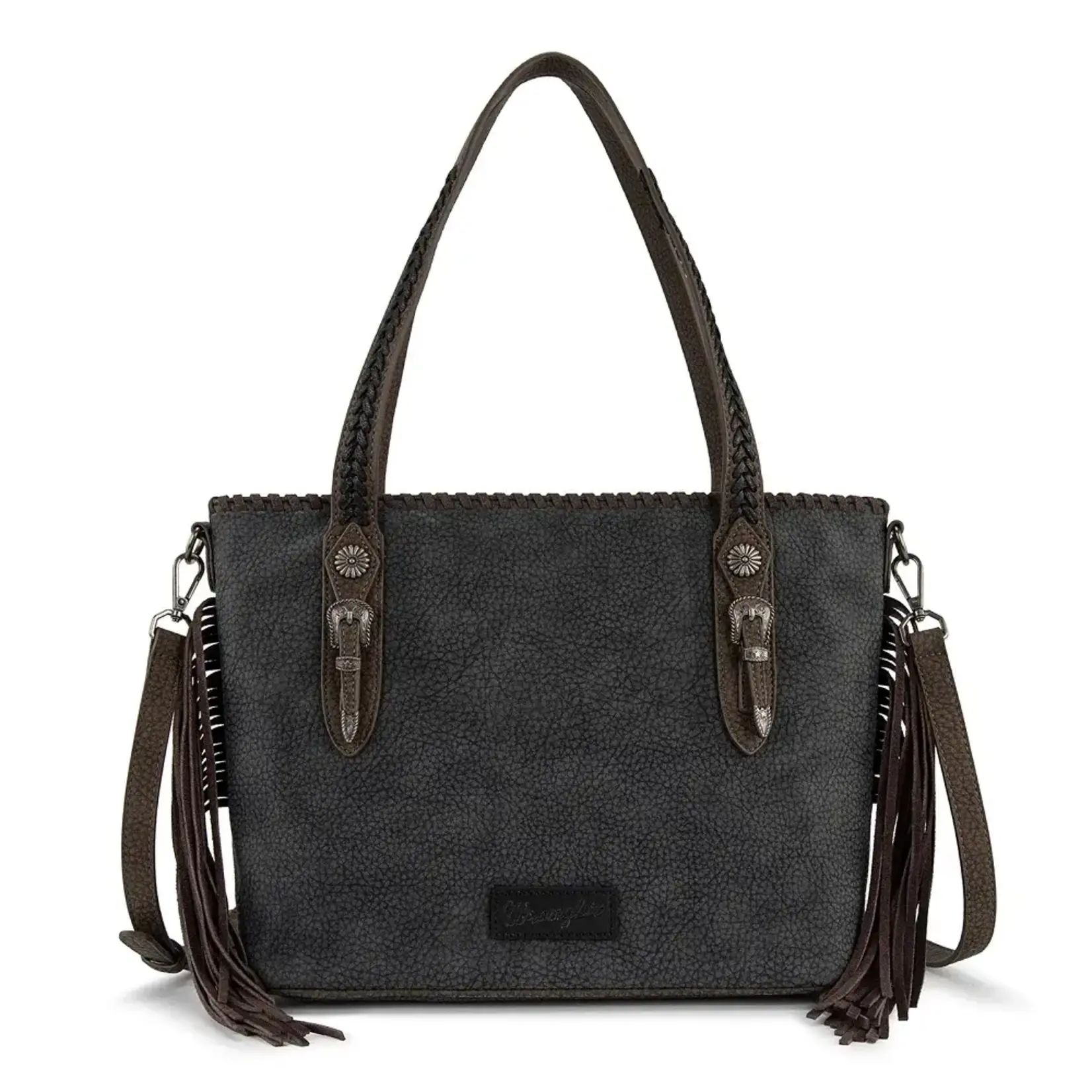 Wrangler WG454-2002BK - Black - Wrangler Braided Tassel Tote Bag