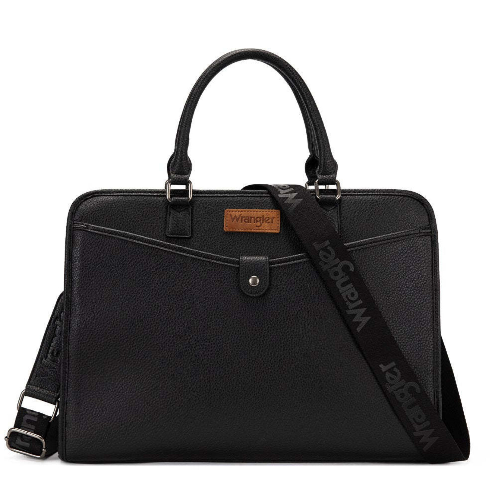 Wrangler WG537-8119BK - Black - Wrangler Pebbled Faux Leather Laptop Brief Bag
