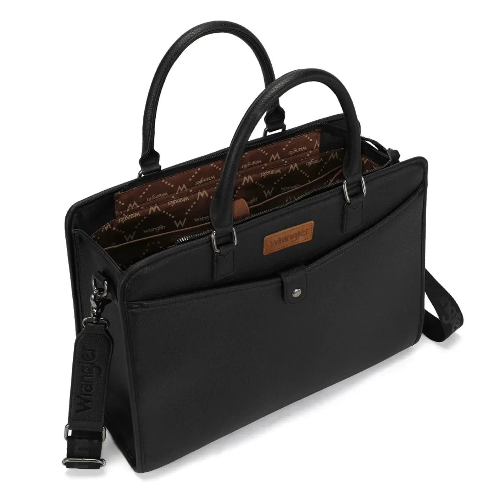 Wrangler WG537-8119BK - Black - Wrangler Pebbled Faux Leather Laptop Brief Bag