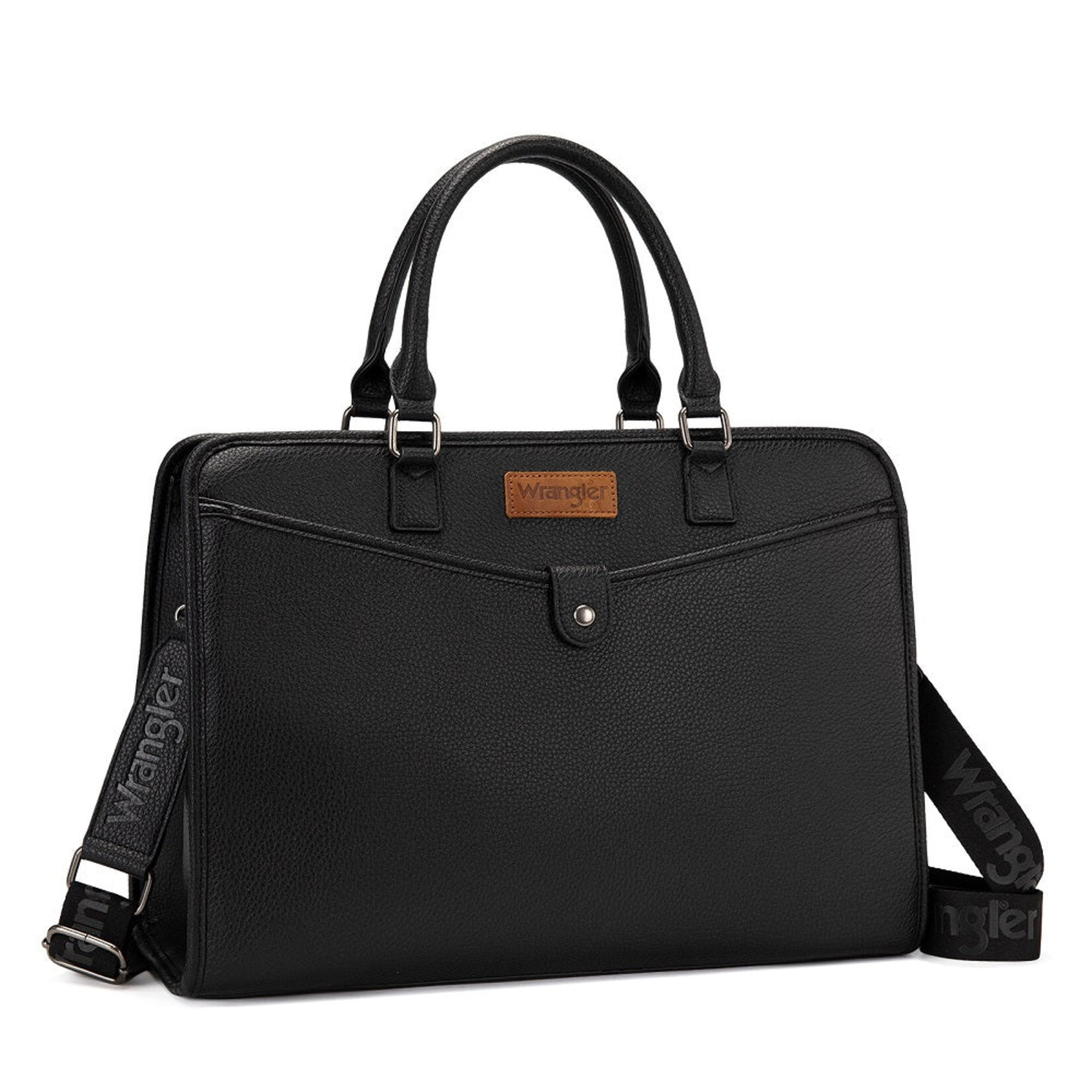 Wrangler WG537-8119BK - Black - Wrangler Pebbled Faux Leather Laptop Brief Bag