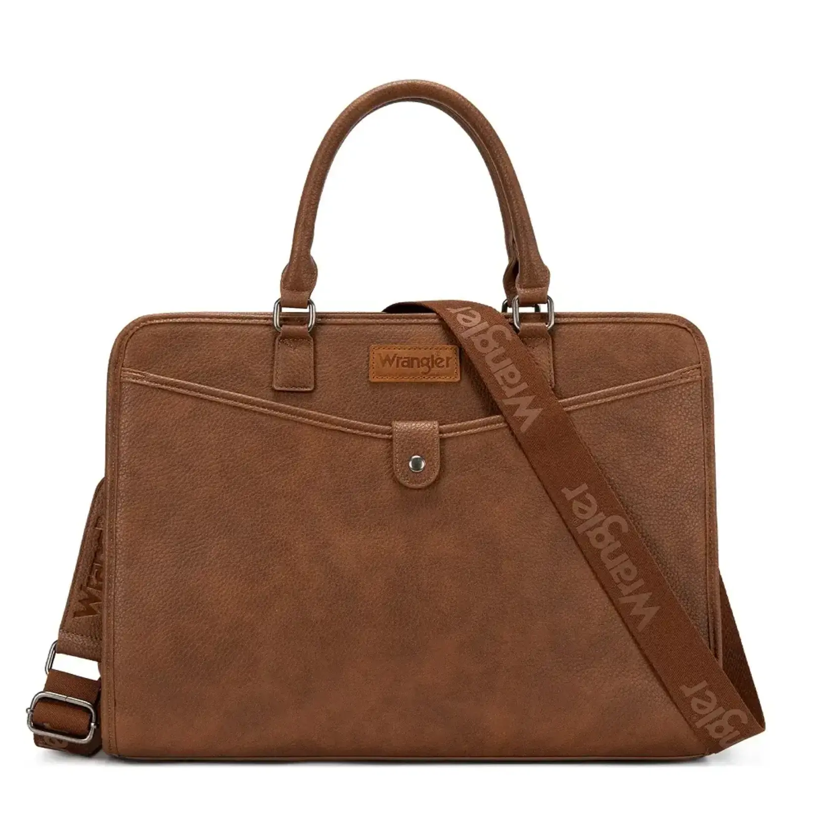 Wrangler WG537-8119BR - Brown - Wrangler Pebbled Faux Leather Laptop Brief Bag