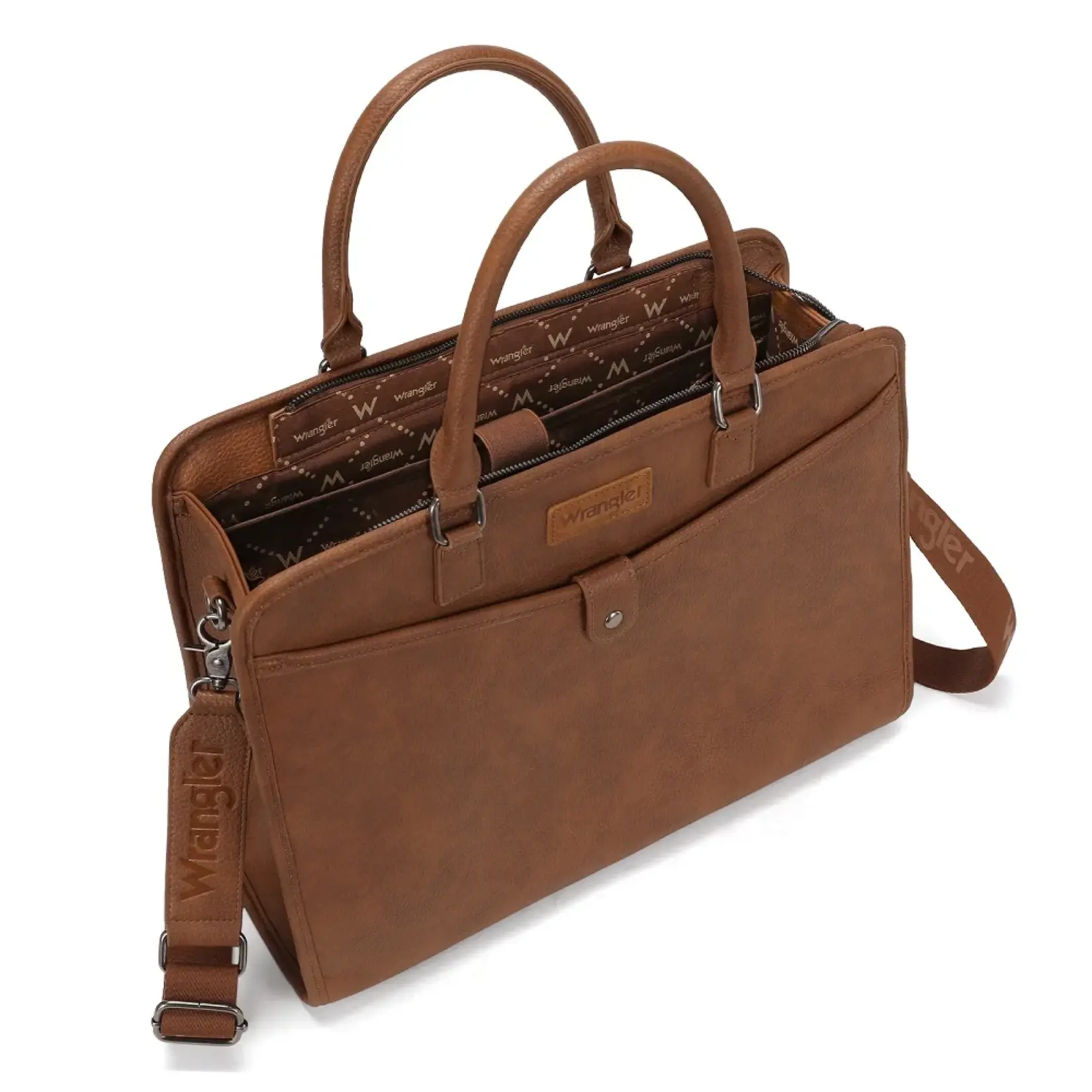 Wrangler WG537-8119BR - Brown - Wrangler Pebbled Faux Leather Laptop Brief Bag