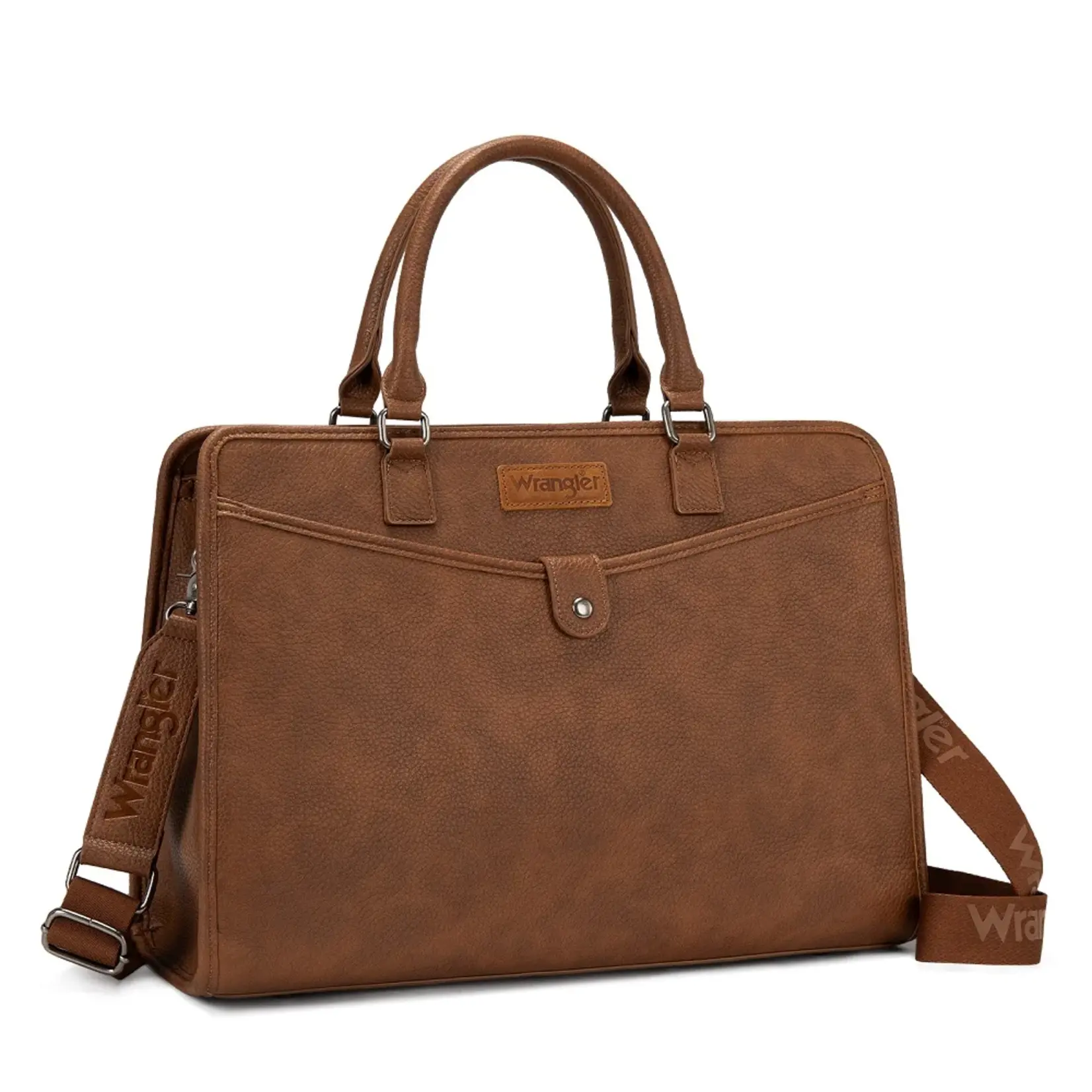 Wrangler WG537-8119BR - Brown - Wrangler Pebbled Faux Leather Laptop Brief Bag