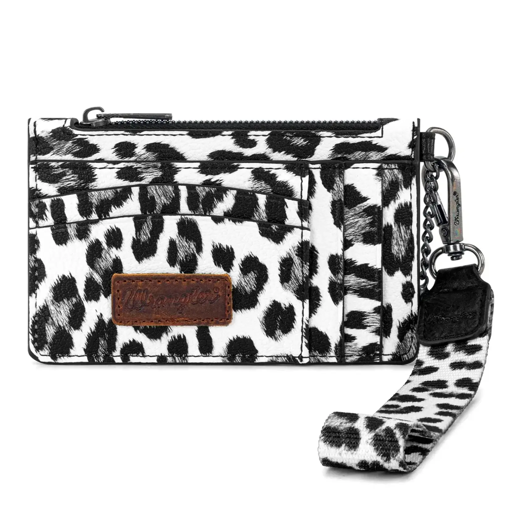 Wrangler WG137-W0092LP-BK - Leopard/Black - Wrangler Leopard Print Key Chain Wristlet Card Wallet