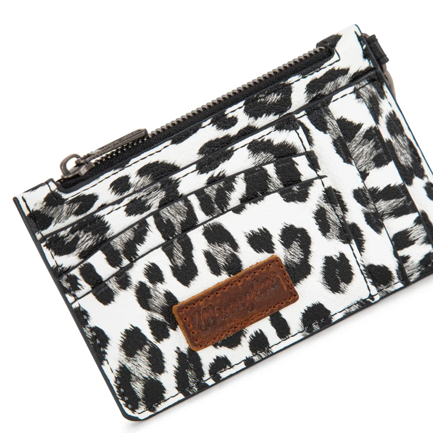 Wrangler WG137-W0092LP-BK - Leopard/Black - Wrangler Leopard Print Key Chain Wristlet Card Wallet