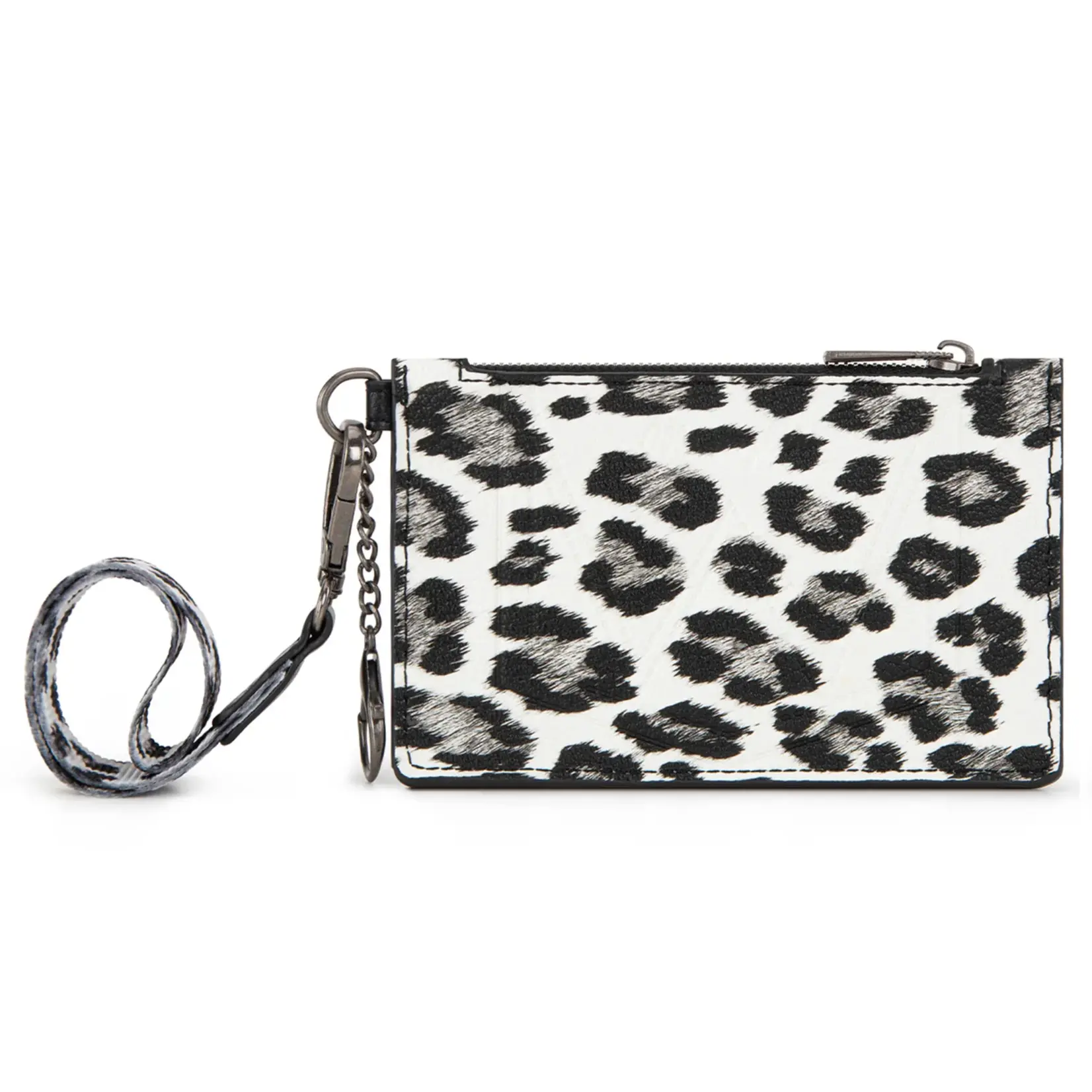 Wrangler WG137-W0092LP-BK - Leopard/Black - Wrangler Leopard Print Key Chain Wristlet Card Wallet