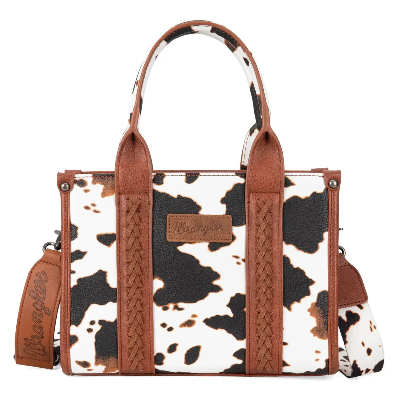 Wrangler WG-HB-133-8120S-BR - Brown - Wrangler Cow Print Concealed Carry Tote/Crossbody
