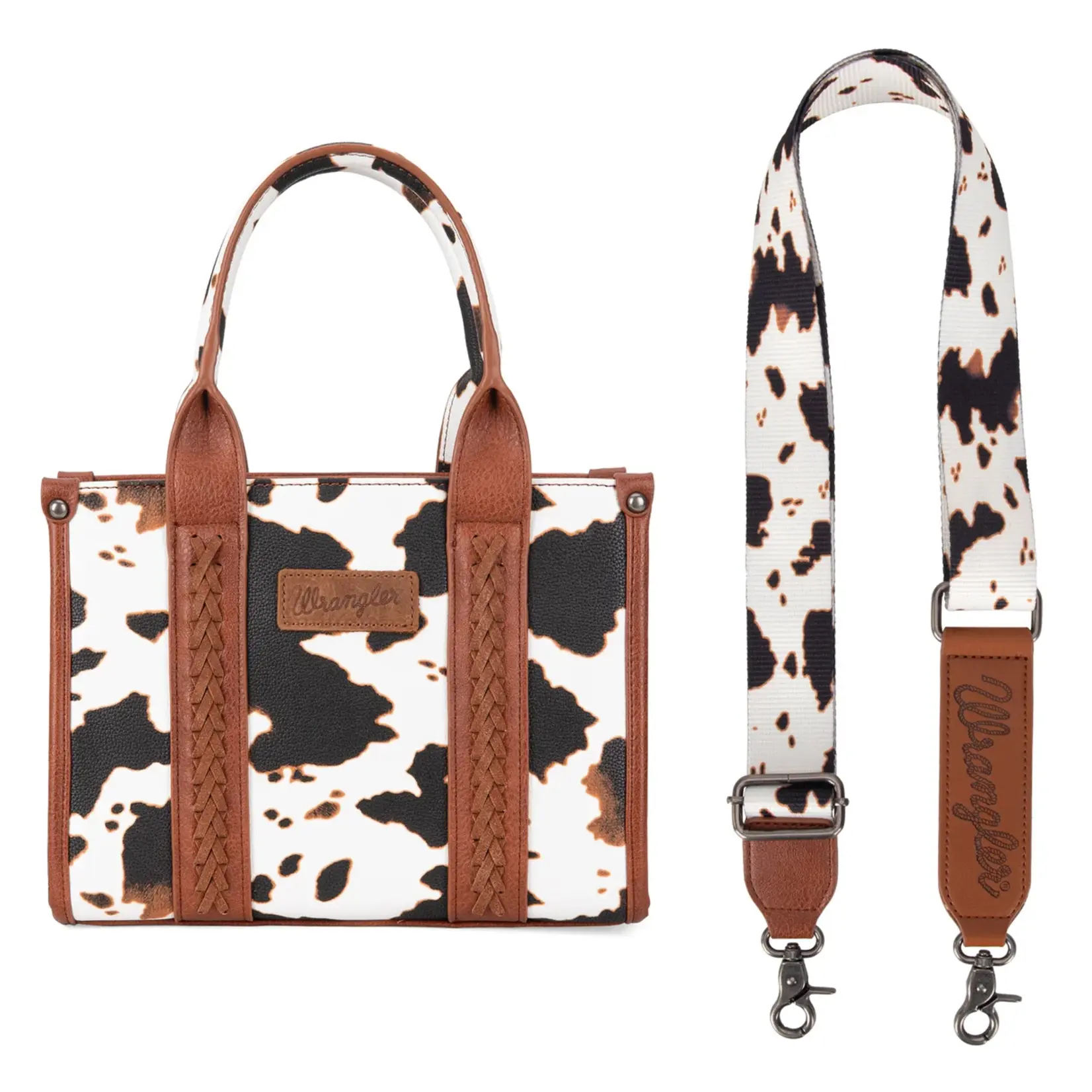 Wrangler WG-HB-133-8120S-BR - Brown - Wrangler Cow Print Concealed Carry Tote/Crossbody