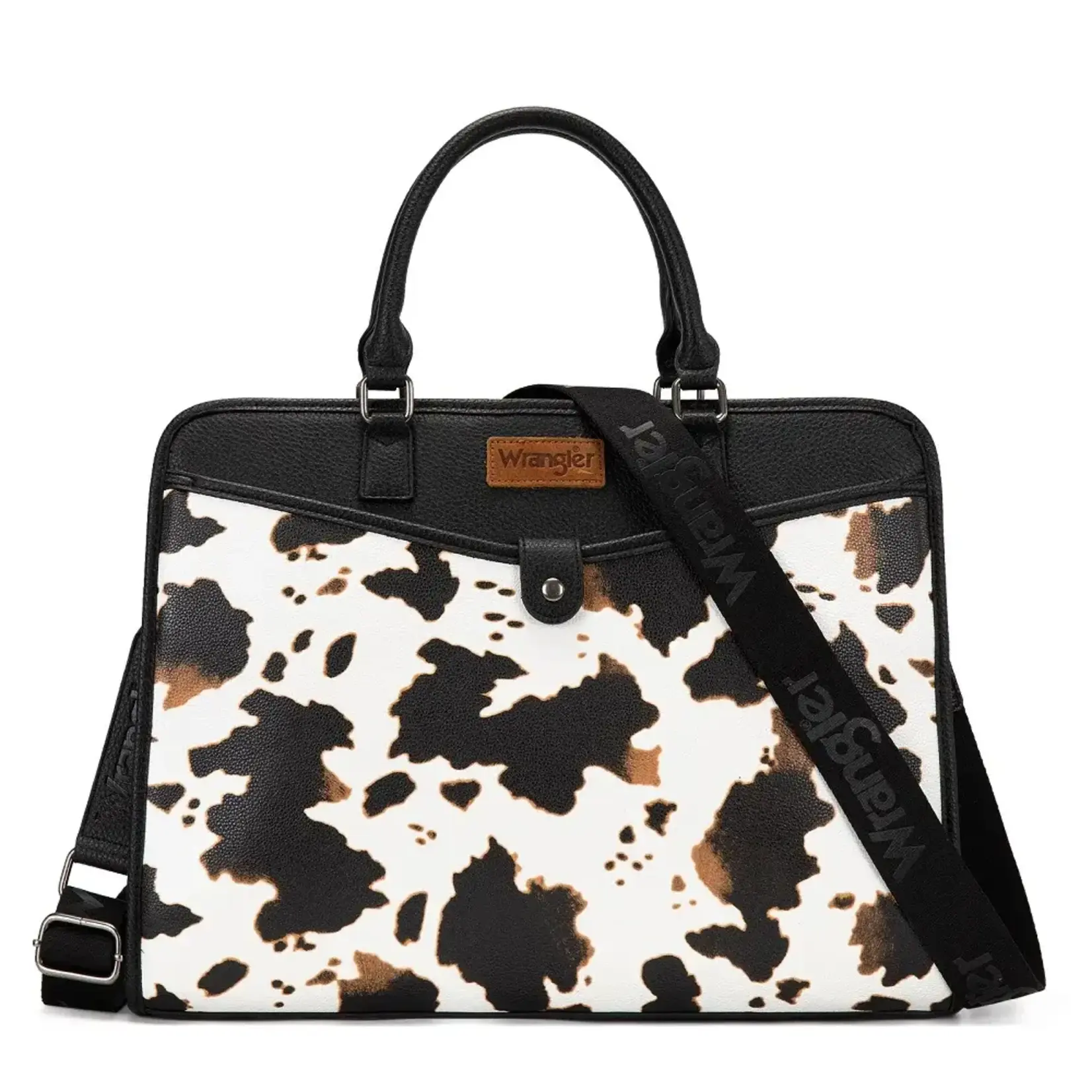 Wrangler WG537-8119COW-BK - Cow/Black -  Wrangler Pebbled Faux Leather Laptop Brief Bag
