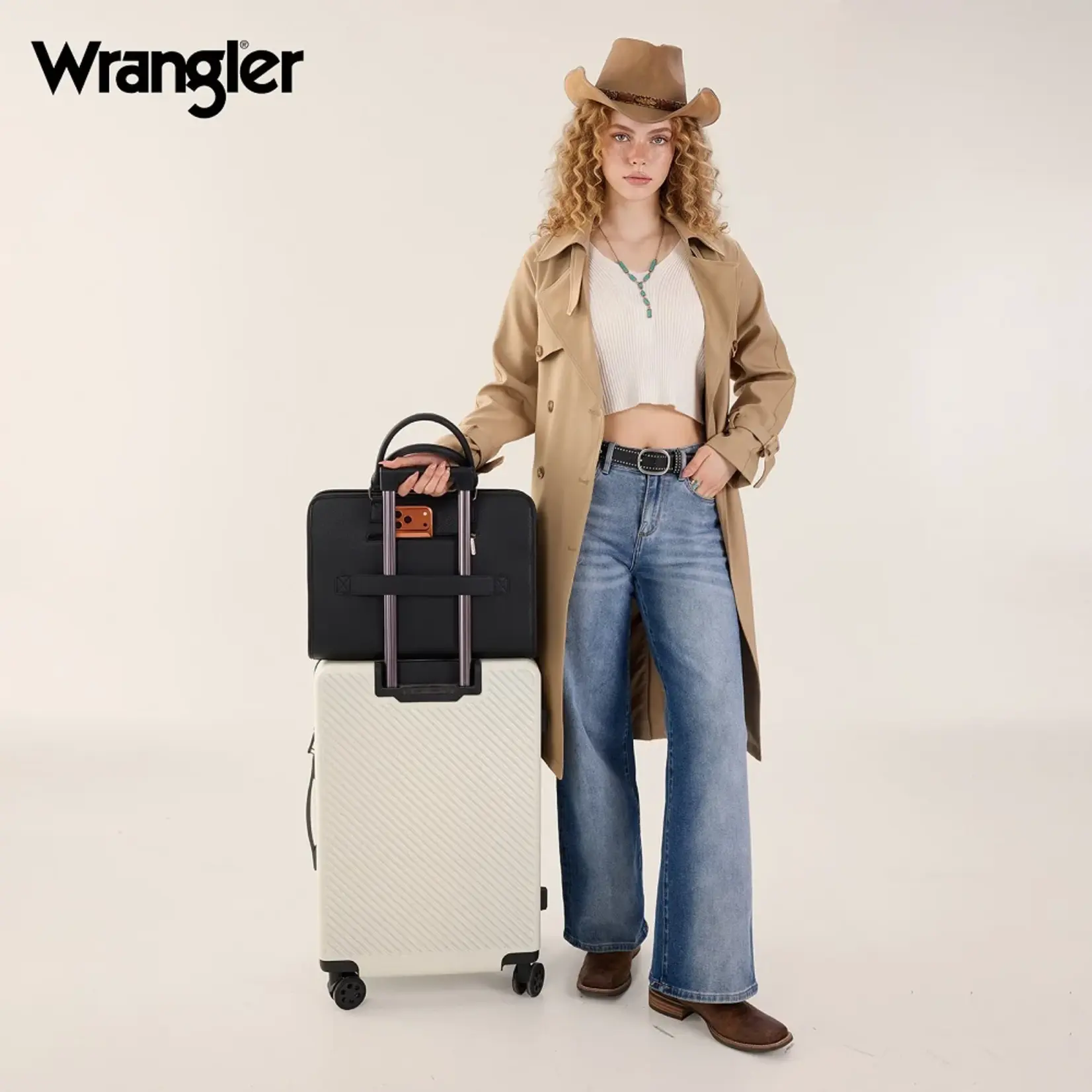 Wrangler WG537-8119COW-BK - Cow/Black -  Wrangler Pebbled Faux Leather Laptop Brief Bag