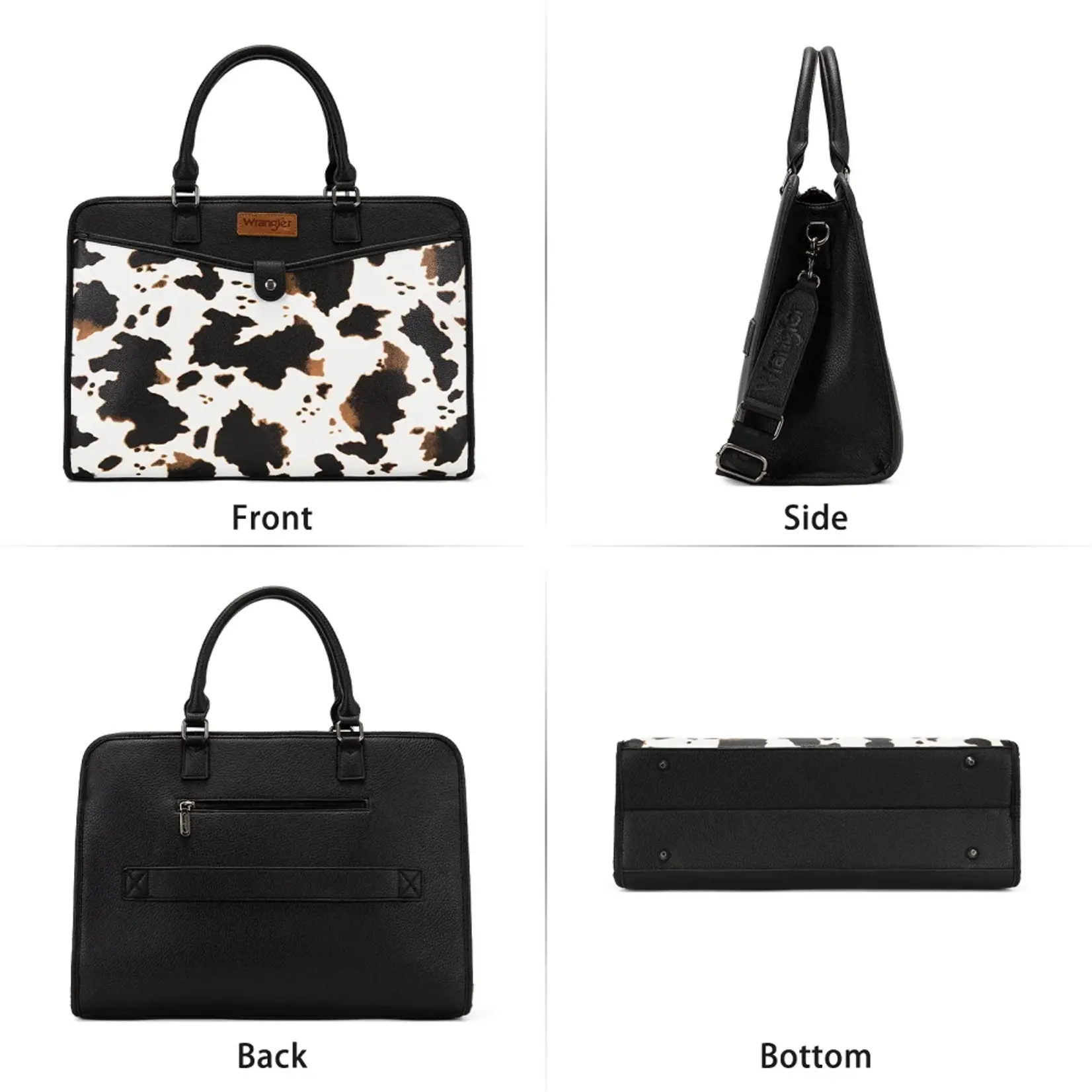 Wrangler WG537-8119COW-BK - Cow/Black -  Wrangler Pebbled Faux Leather Laptop Brief Bag