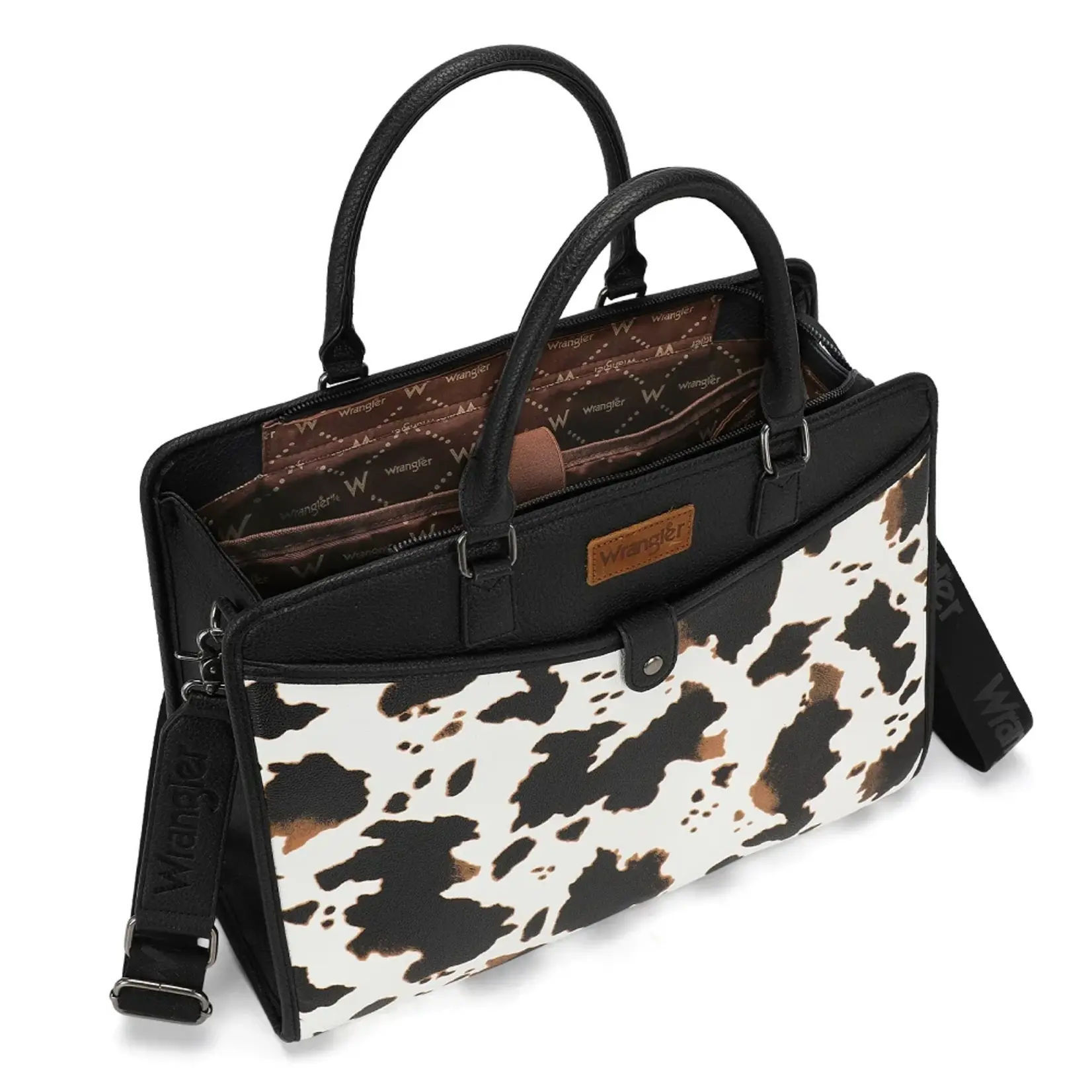 Wrangler WG537-8119COW-BK - Cow/Black -  Wrangler Pebbled Faux Leather Laptop Brief Bag