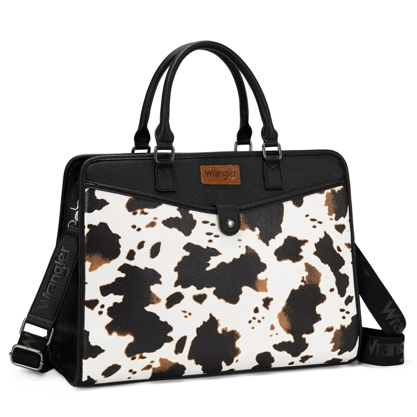 Wrangler WG537-8119COW-BK - Cow/Black -  Wrangler Pebbled Faux Leather Laptop Brief Bag