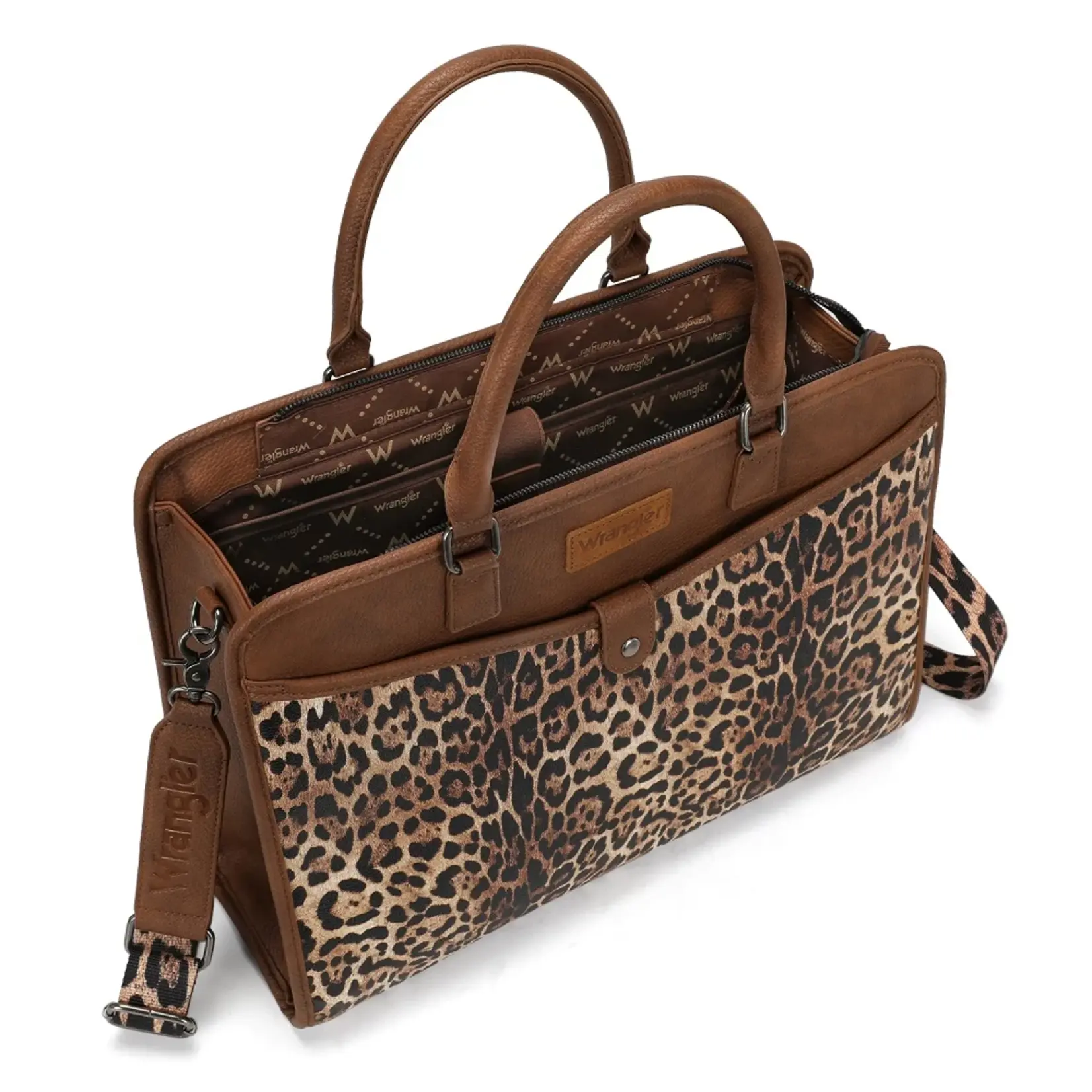 Wrangler WG537-8119LP - Leopard -  Wrangler Pebbled Faux Leather Laptop Brief Bag