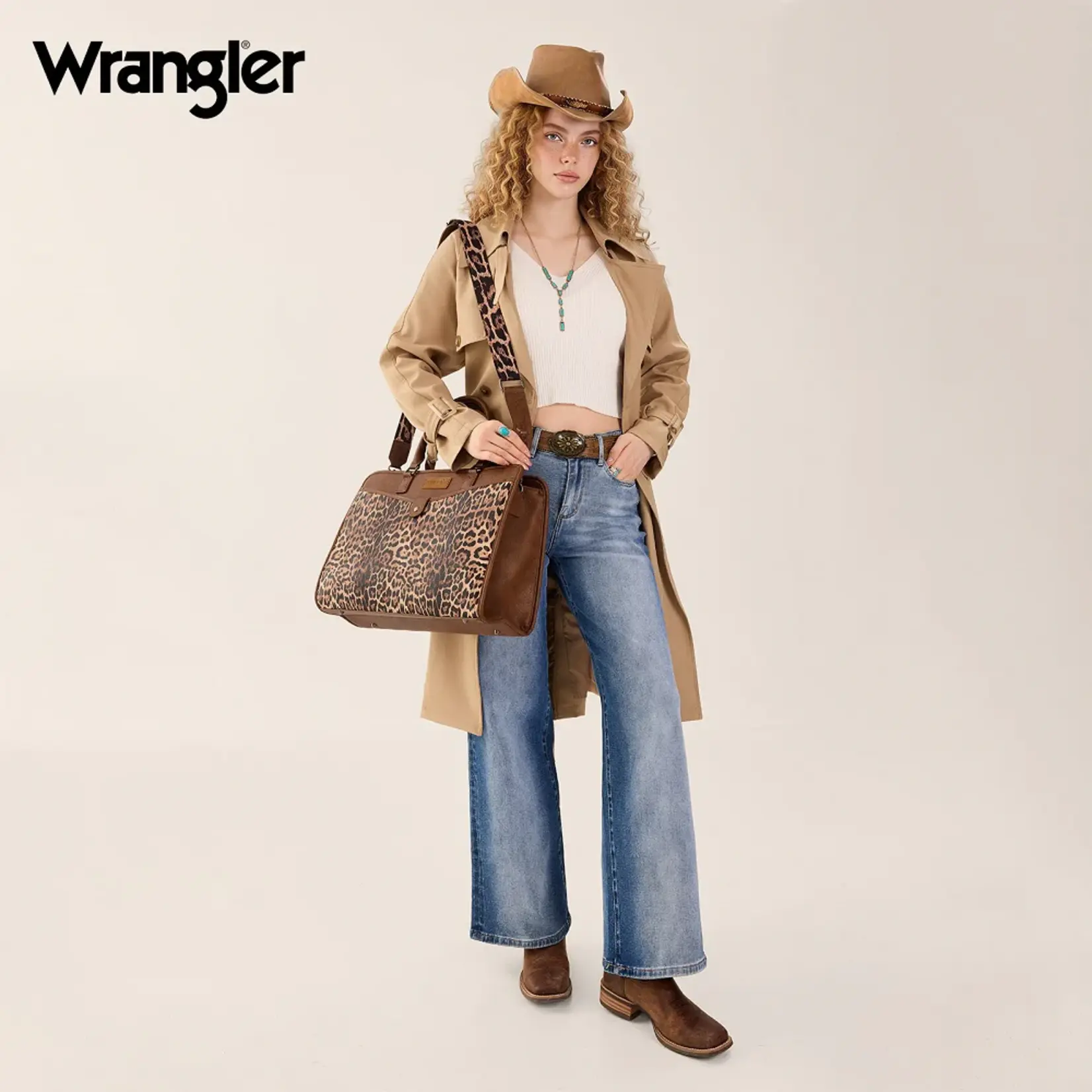 Wrangler WG537-8119LP - Leopard -  Wrangler Pebbled Faux Leather Laptop Brief Bag