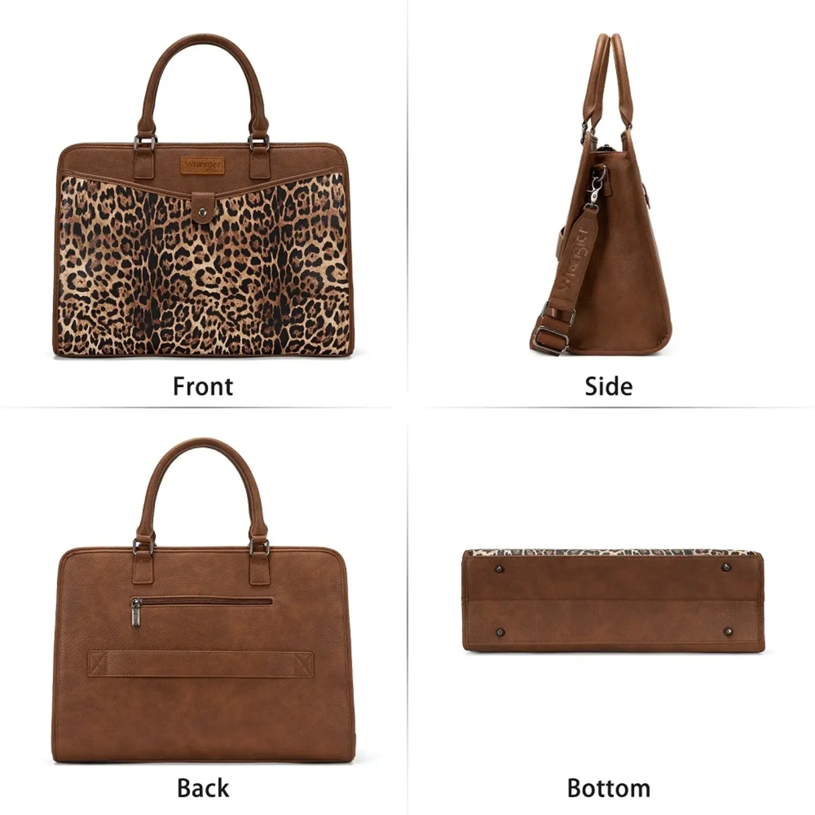 Wrangler WG537-8119LP - Leopard -  Wrangler Pebbled Faux Leather Laptop Brief Bag