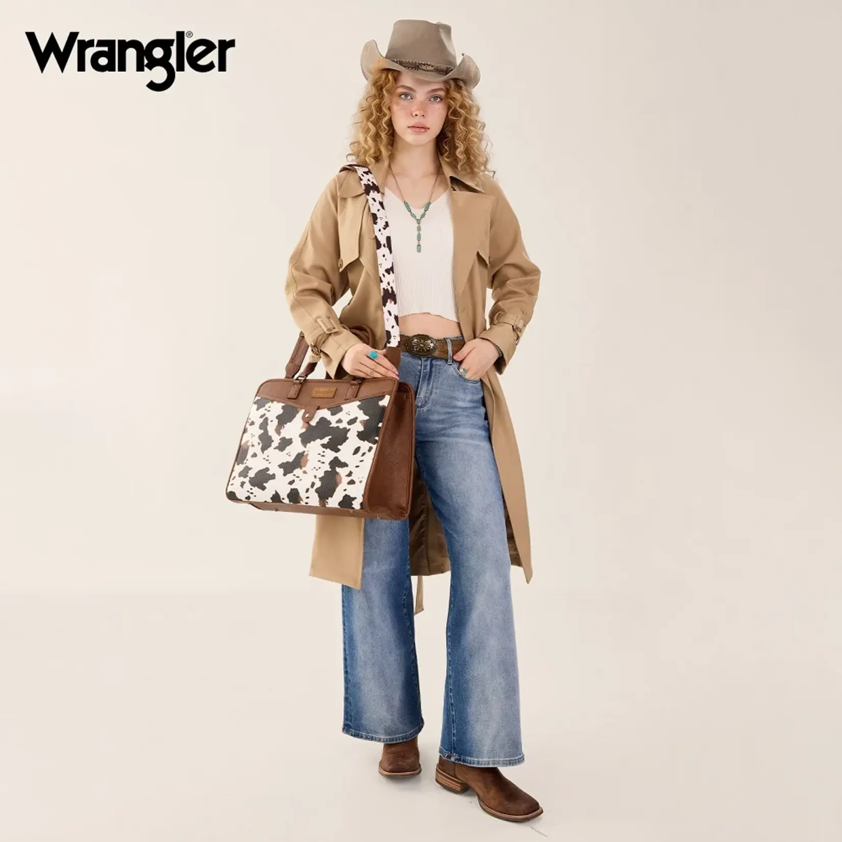 Wrangler WG537-8119COW-BR - Cow/Brown -  Wrangler Pebbled Faux Leather Laptop Brief Bag