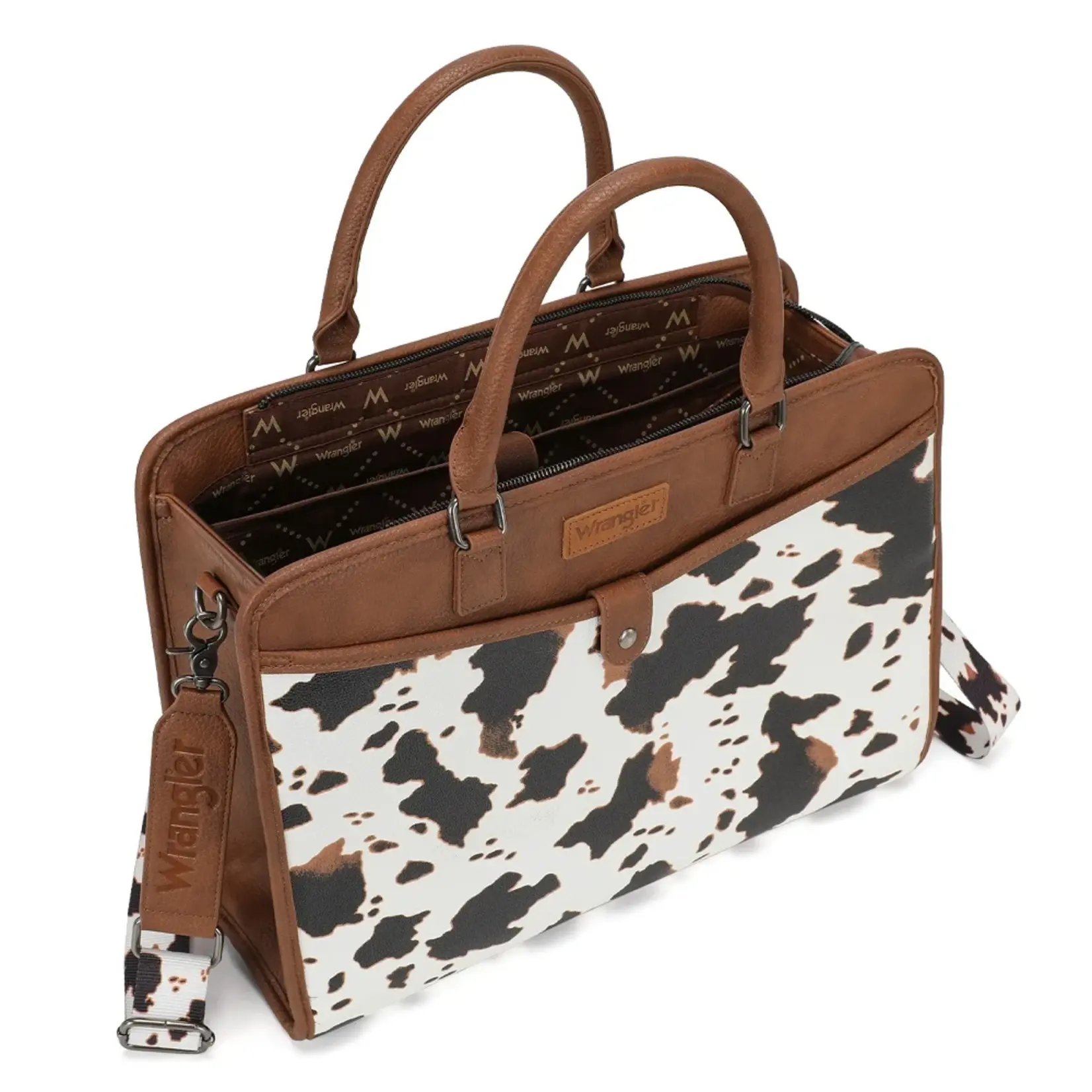 Wrangler WG537-8119COW-BR - Cow/Brown -  Wrangler Pebbled Faux Leather Laptop Brief Bag