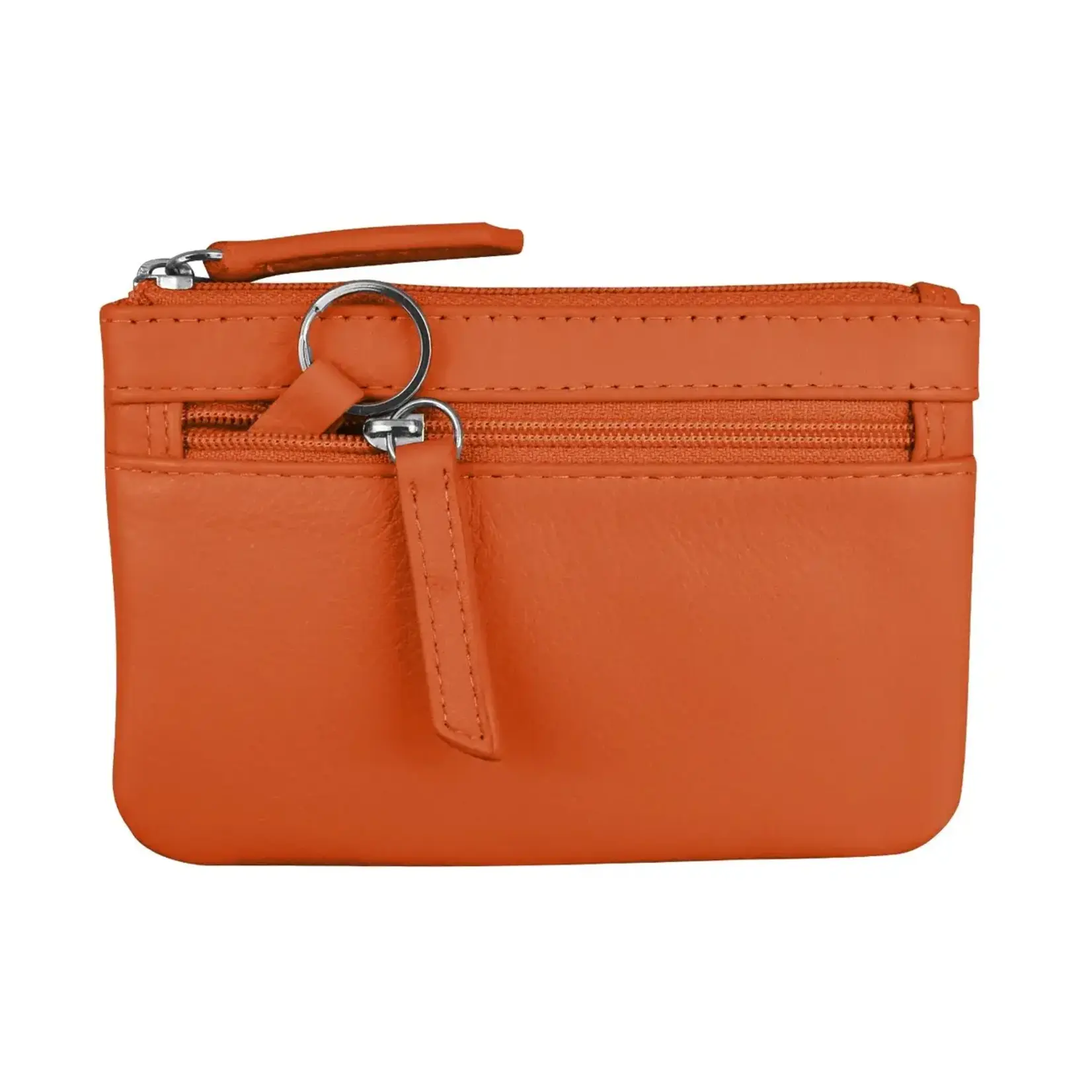 Leather Handbags and Accessories 6413 Orange - Coin Holder with Key Ring