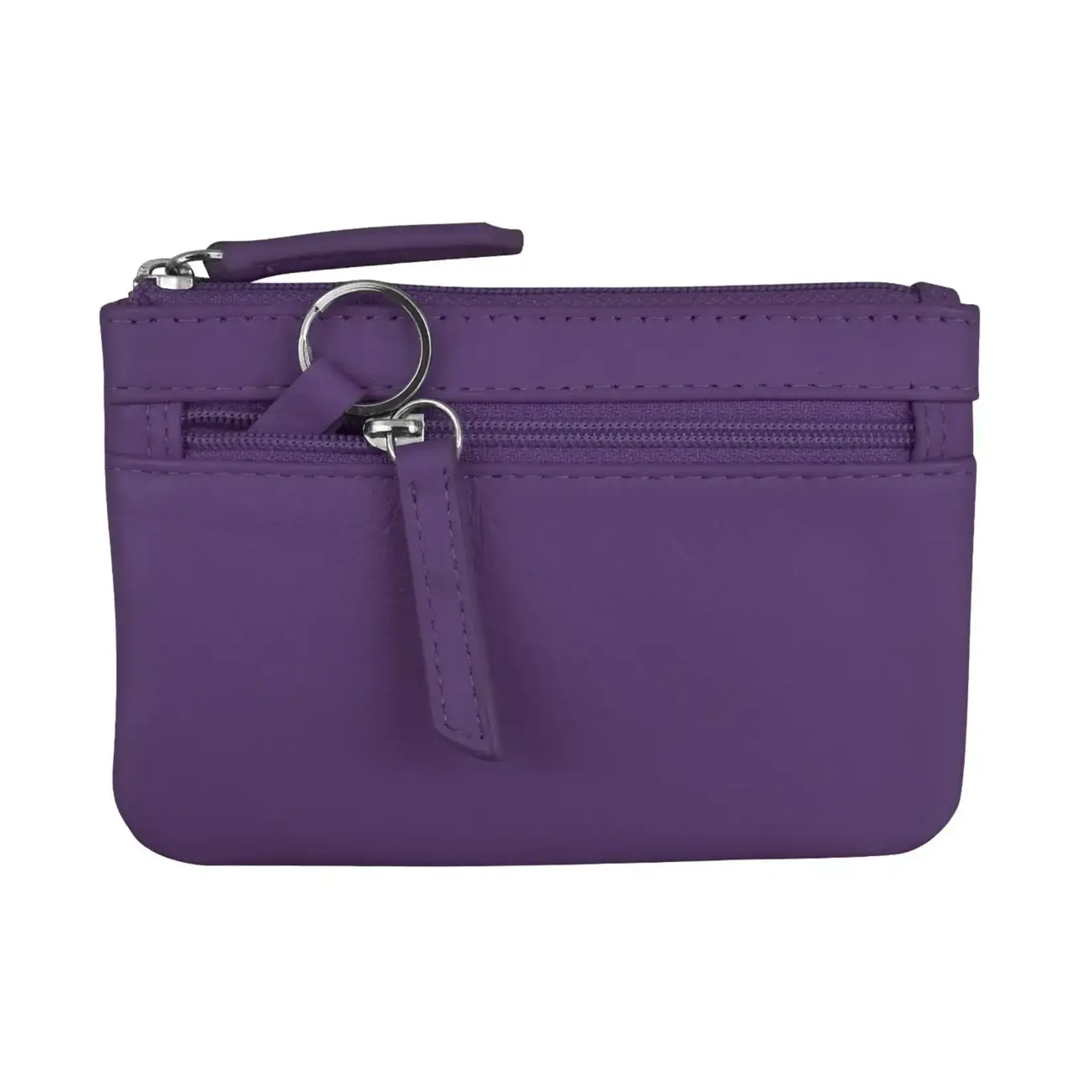 Leather Handbags and Accessories 6413 Purple - Coin Holder with Key Ring
