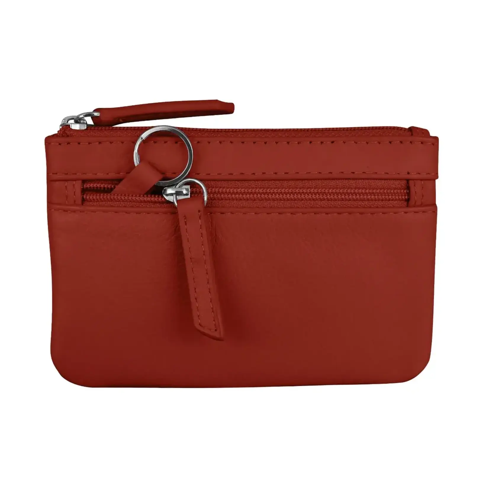 Leather Handbags and Accessories 6413 Red - Coin Holder with Key Ring