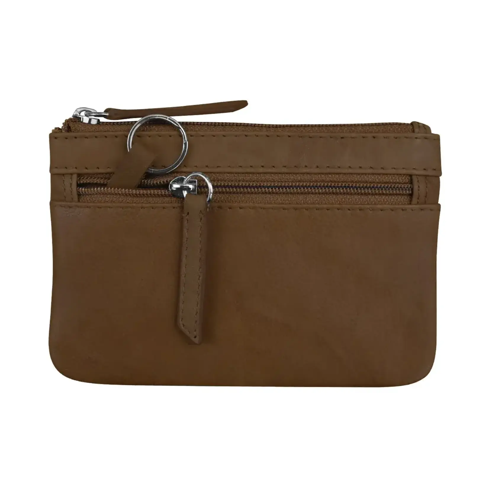 Leather Handbags and Accessories 6413 Toffee - Coin Holder with Key Ring