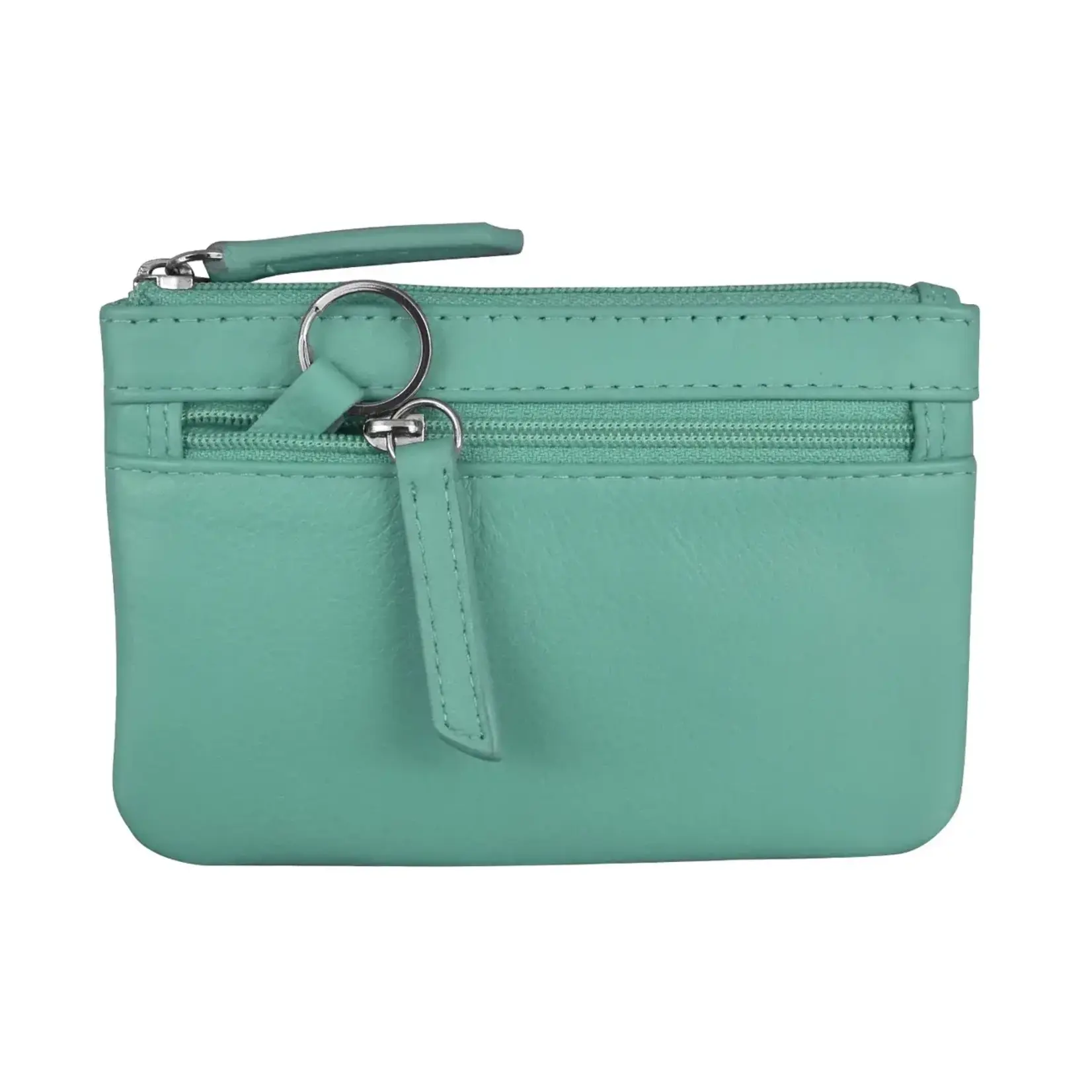Leather Handbags and Accessories 6413 Turquoise - Coin Holder with Key Ring