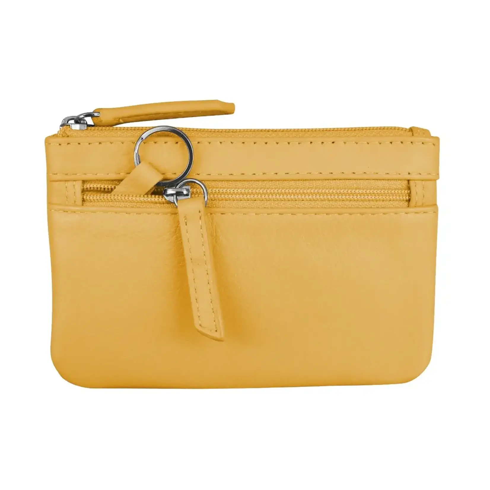 Leather Handbags and Accessories 6413 Yellow - Coin Holder with Key Ring