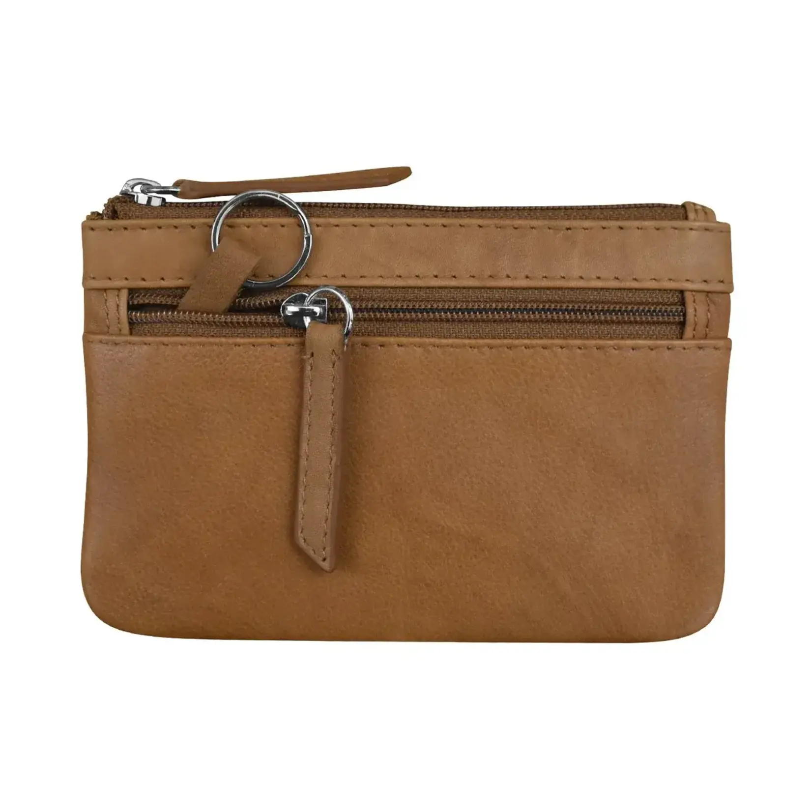 Leather Handbags and Accessories 6413 Antique Saddle - Coin Holder with Key Ring