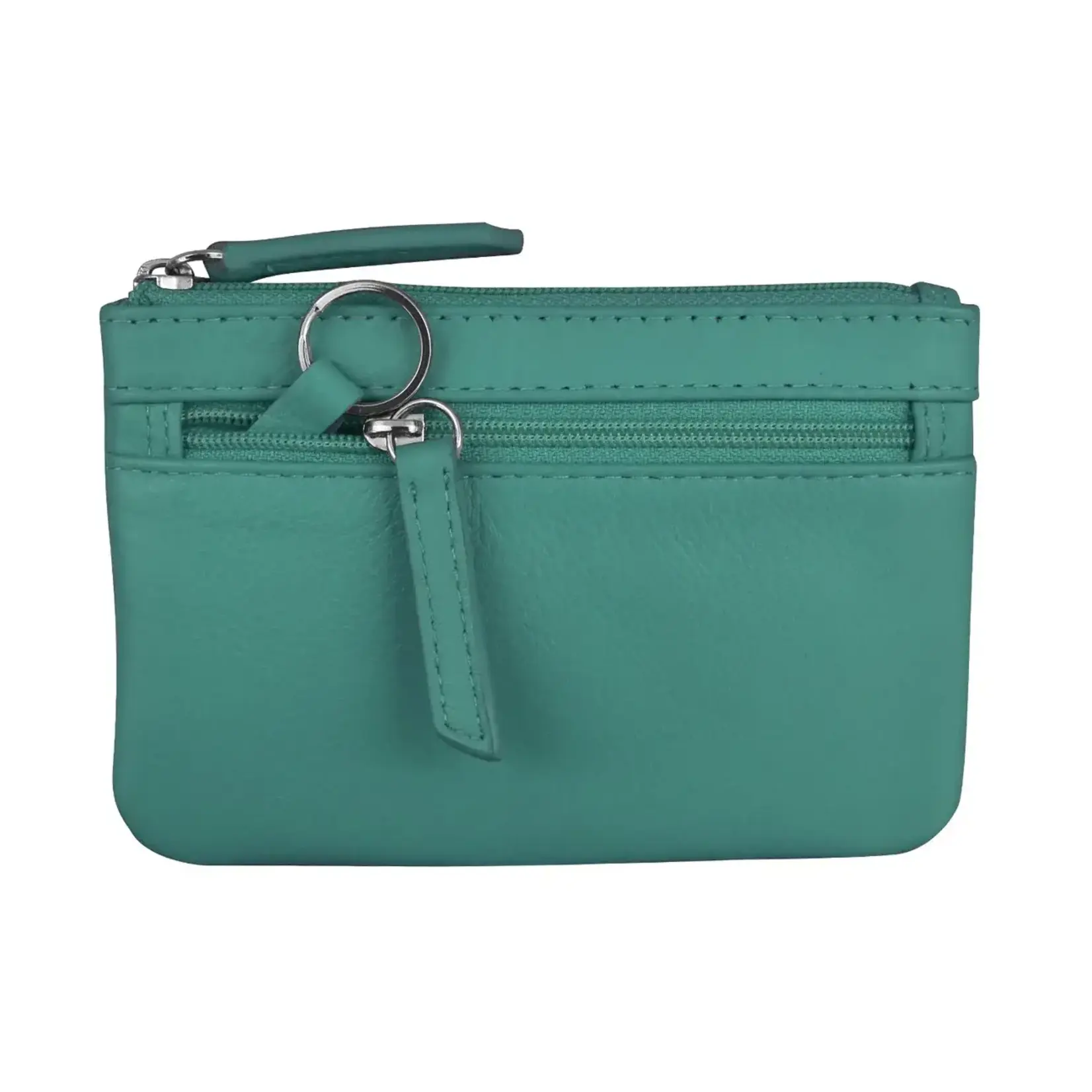 Leather Handbags and Accessories 6413 Aqua - Coin Holder with Key Ring