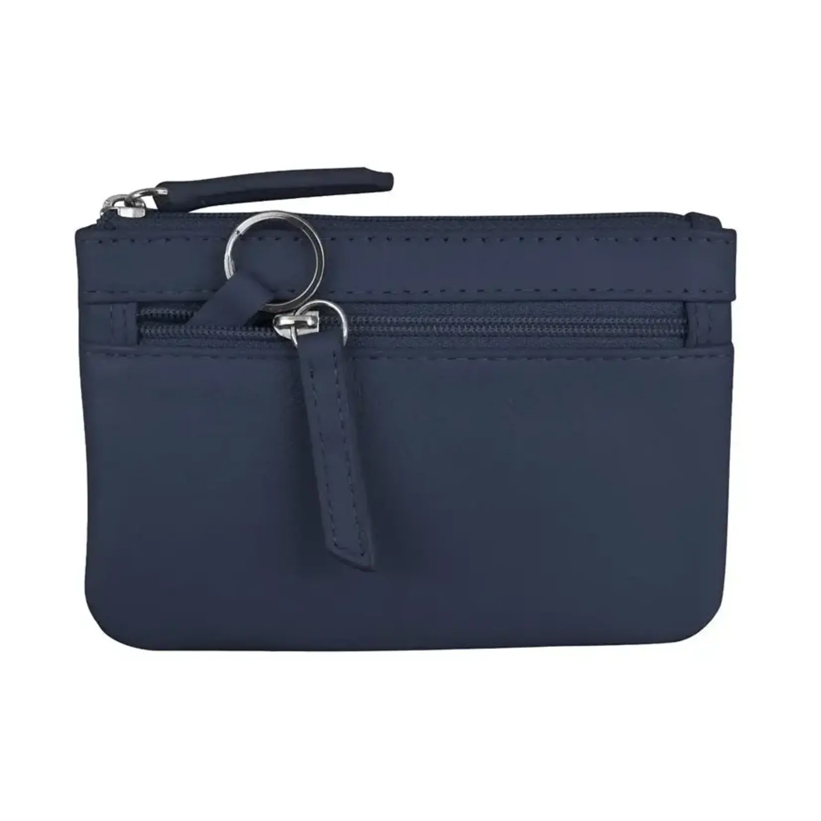 Leather Handbags and Accessories 6413 Classic Navy - Coin Holder with Key Ring
