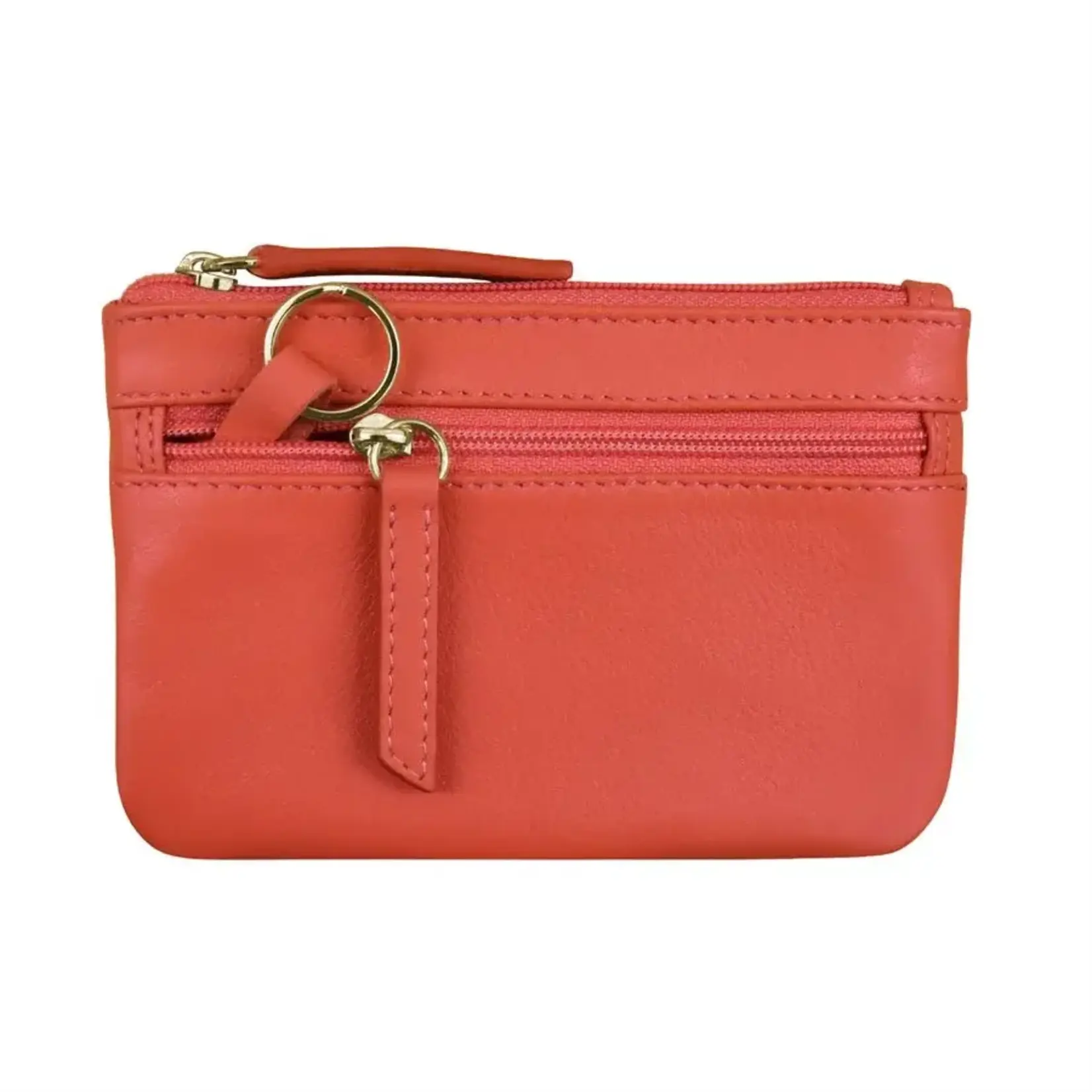 Leather Handbags and Accessories 6413 Coral - Coin Holder with Key Ring